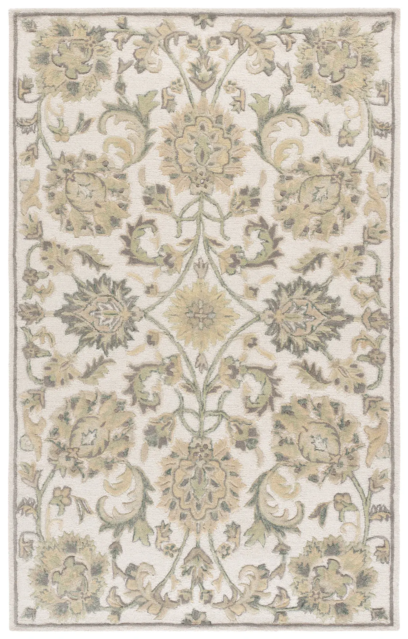 Glamour Floral Scroll Hand-Tufted Wool Rug