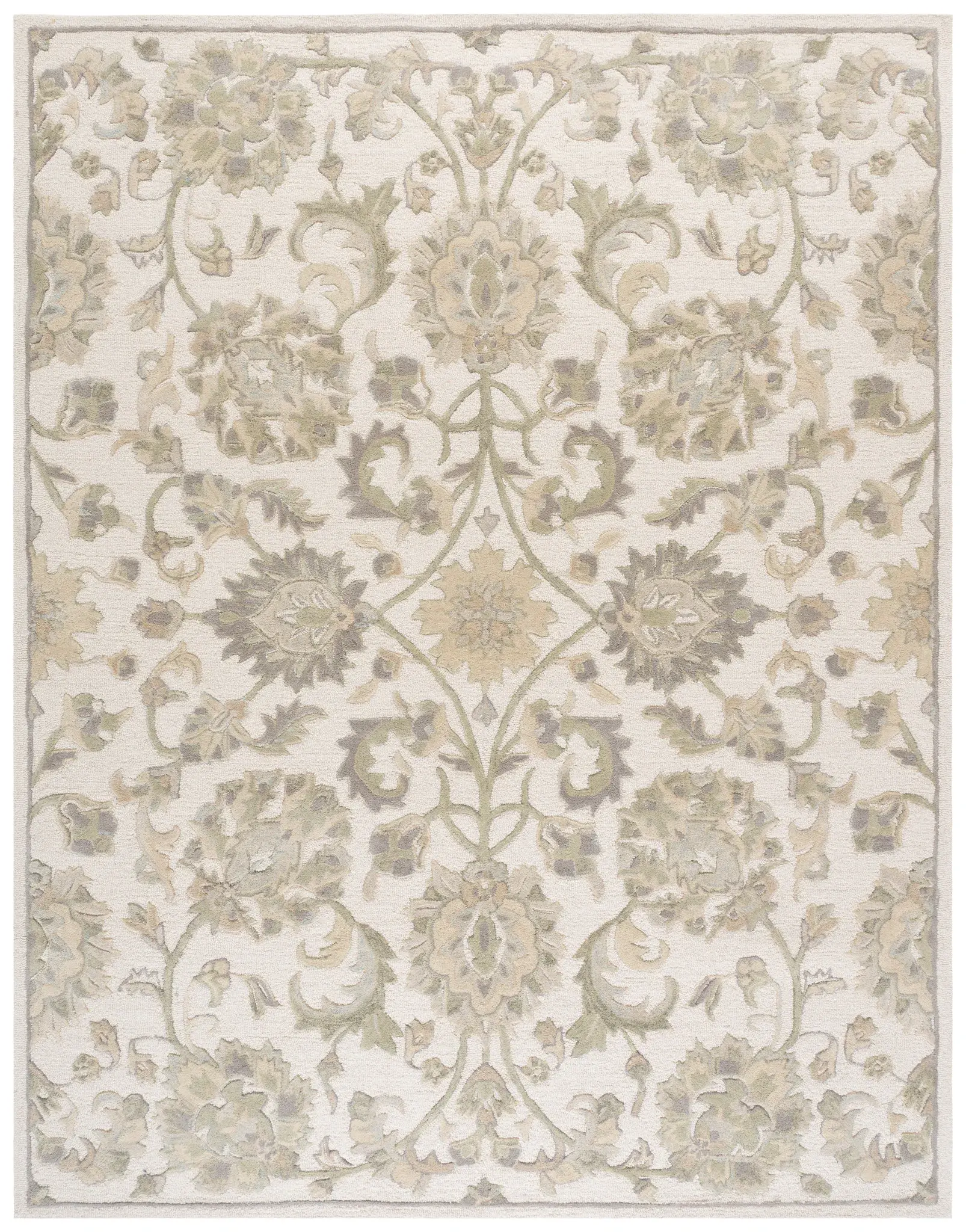 Glamour Floral Scroll Hand-Tufted Wool Rug