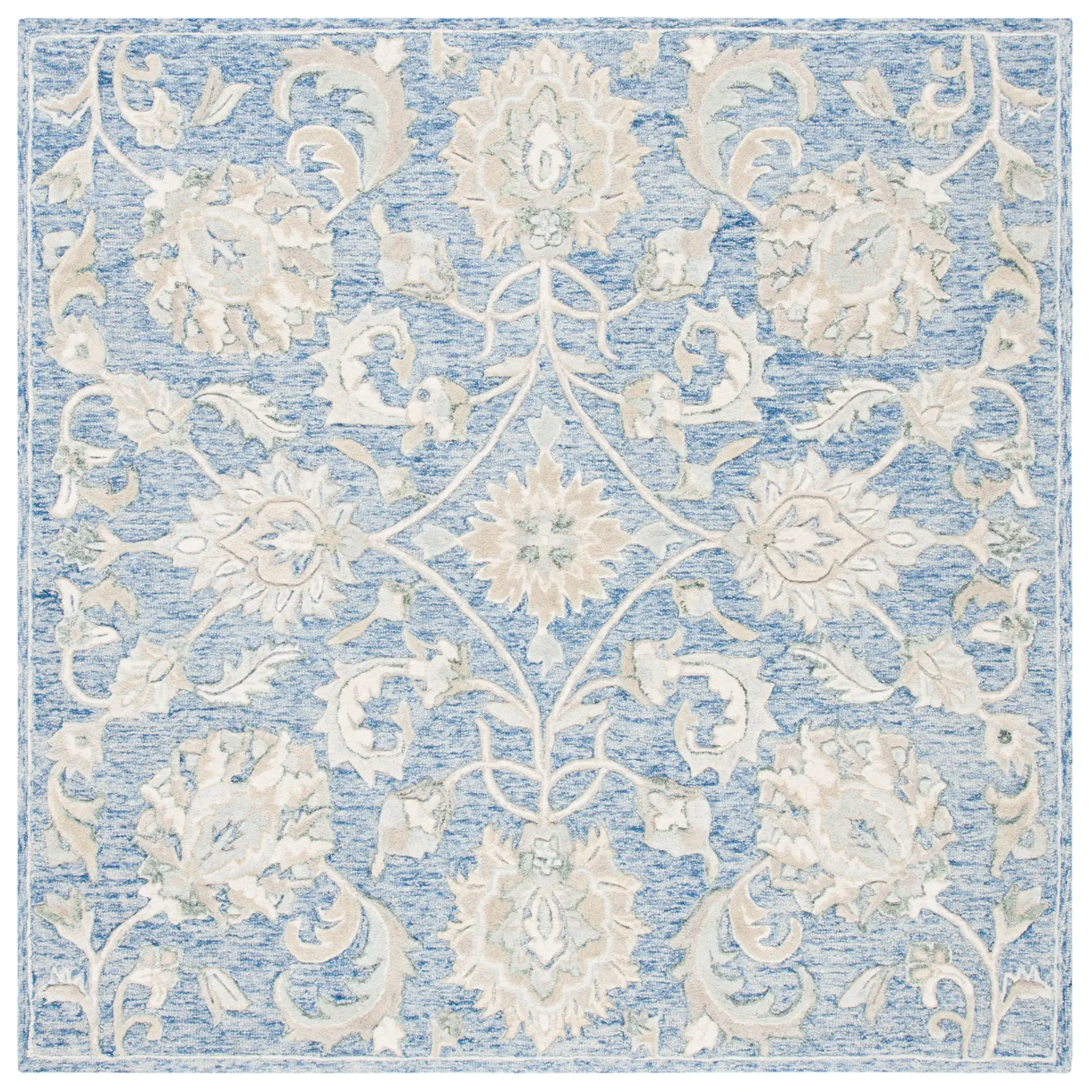 Glamour Floral Scroll Hand-Tufted Wool Rug