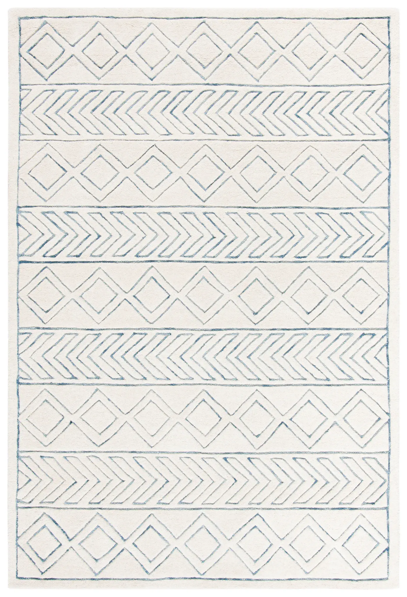Glamour Chevron And Diamond Hand-Tufted Wool Rug