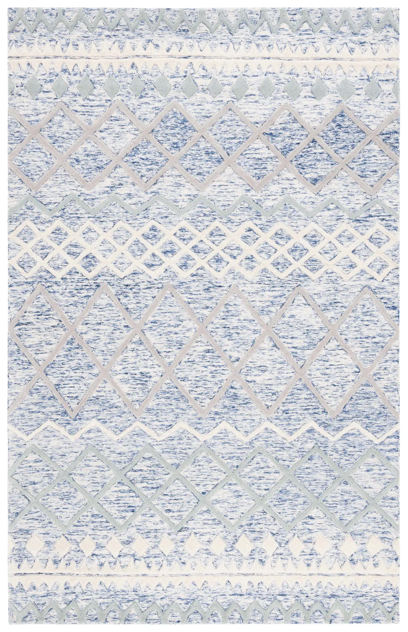 Glamour Banded Diamond Hand-Tufted Wool Rug