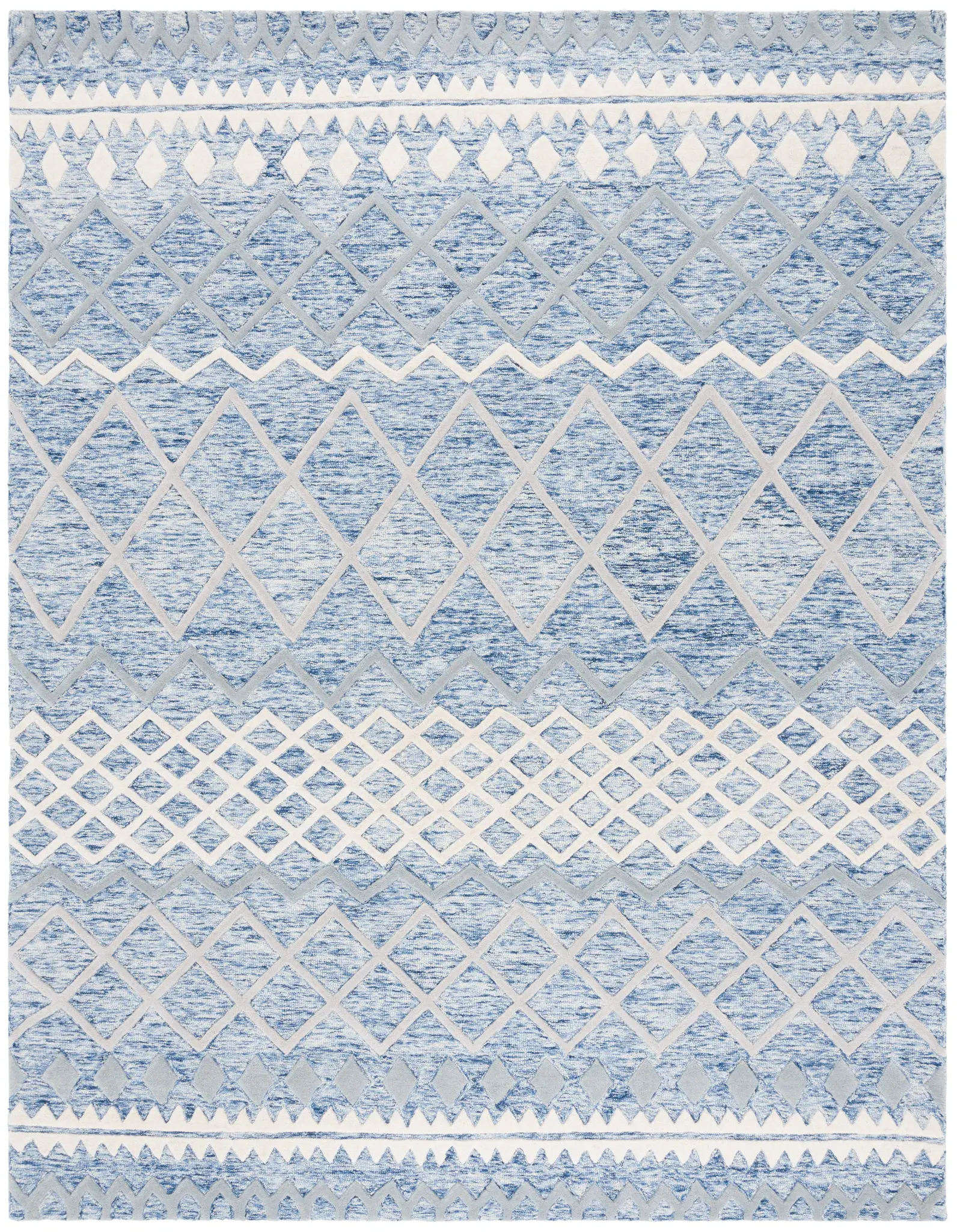 Glamour Banded Diamond Hand-Tufted Wool Rug