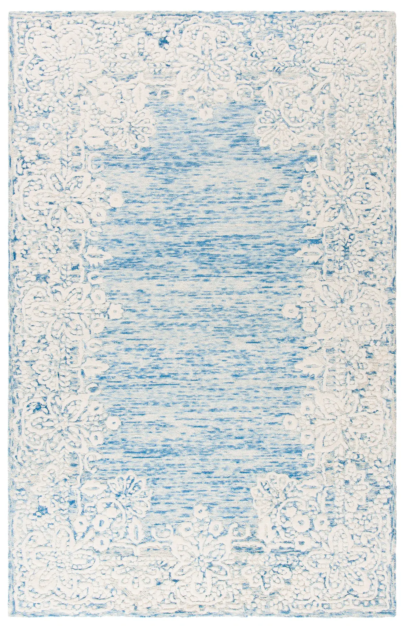 Glamour Floral Border Hand-Tufted Wool Rug