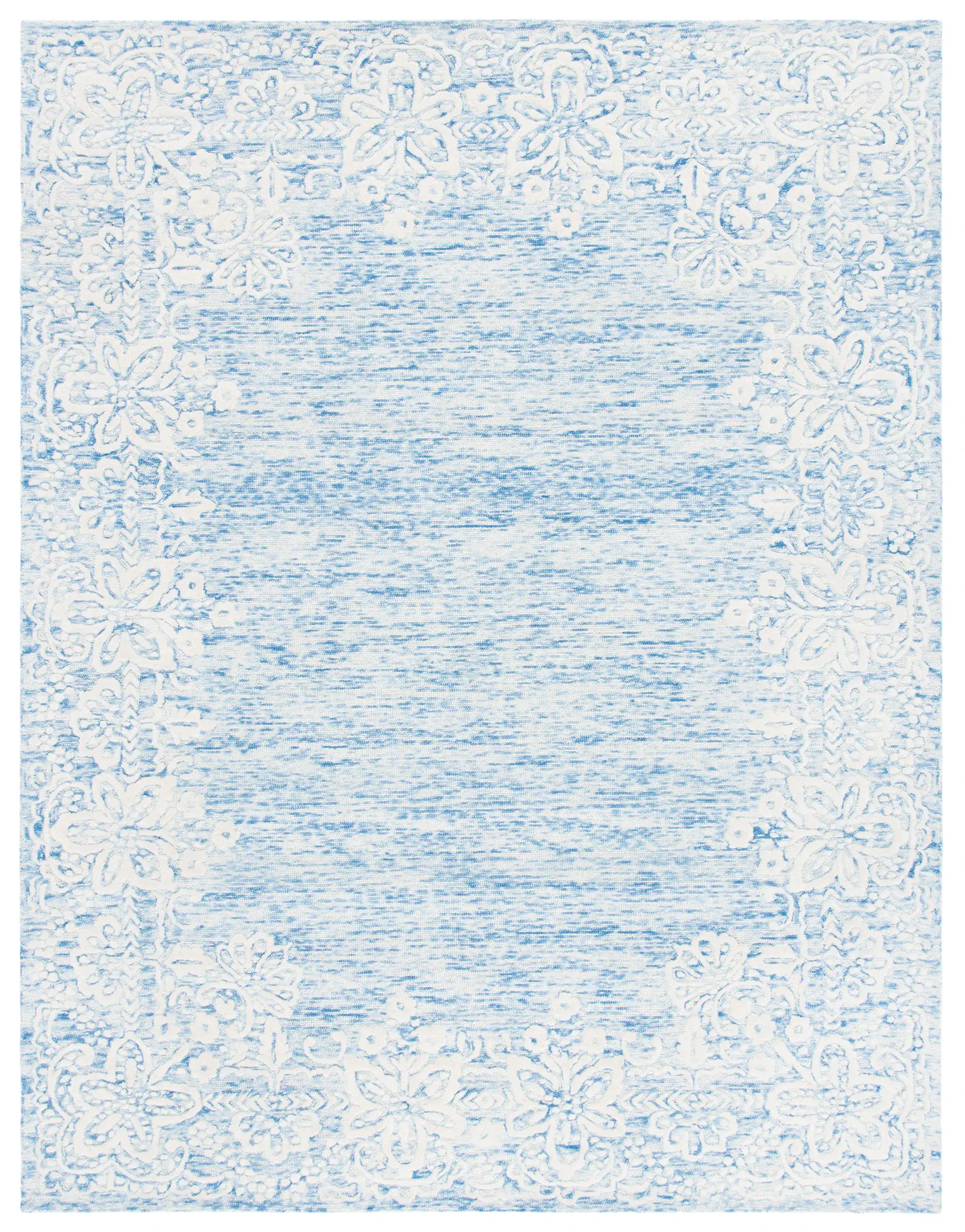 Glamour Floral Border Hand-Tufted Wool Rug