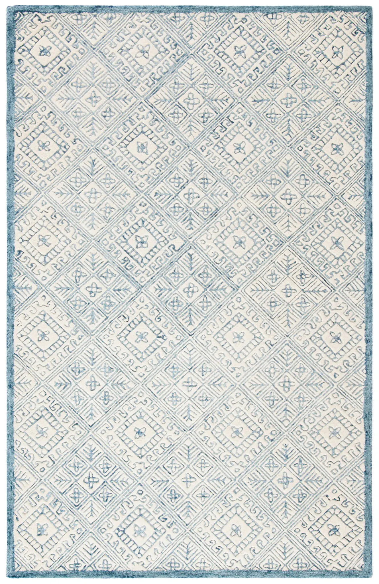 Glamour Diamond Grid Hand-Tufted Wool Rug