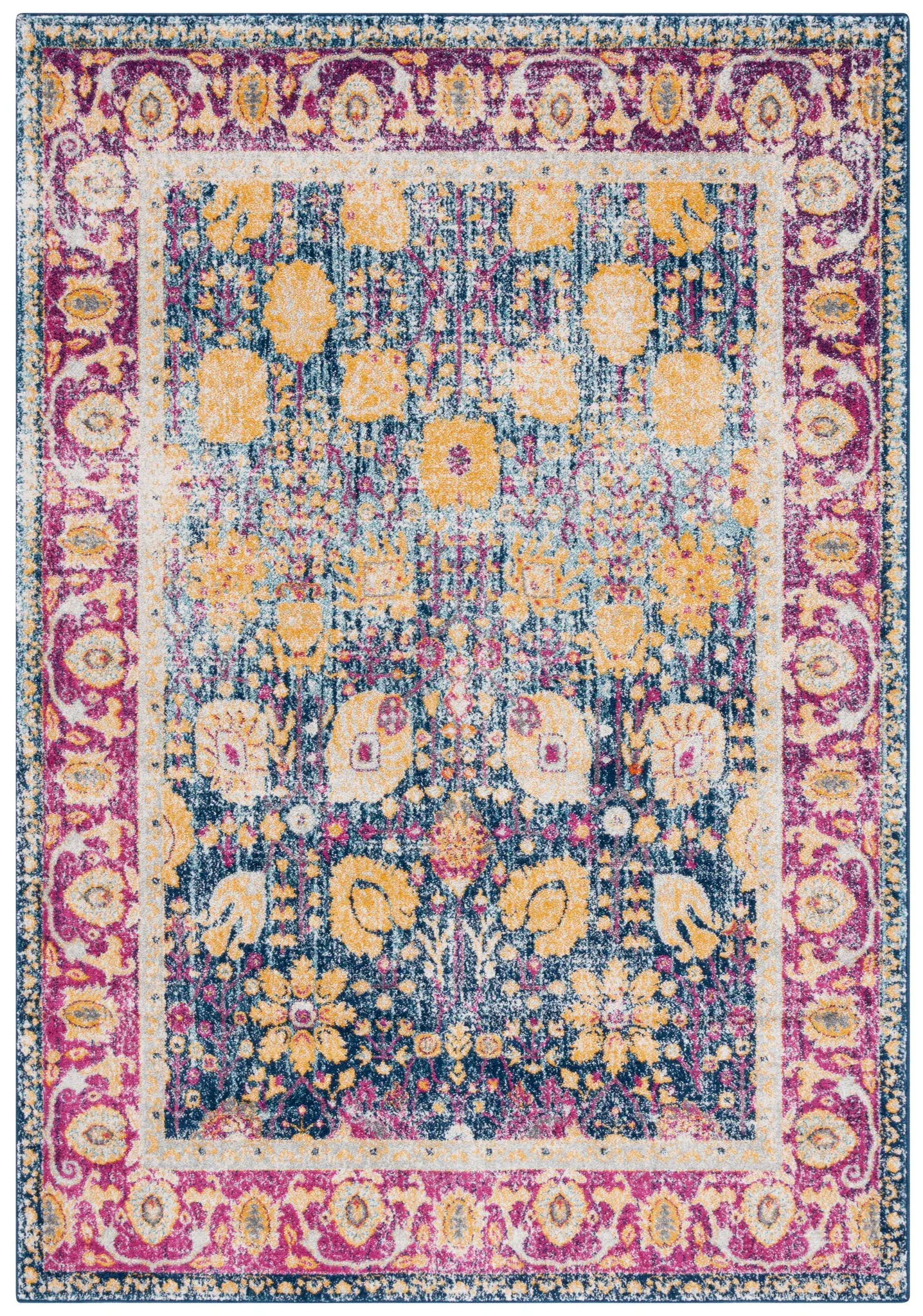 Granada Monaco Distressed Floral Border Rug