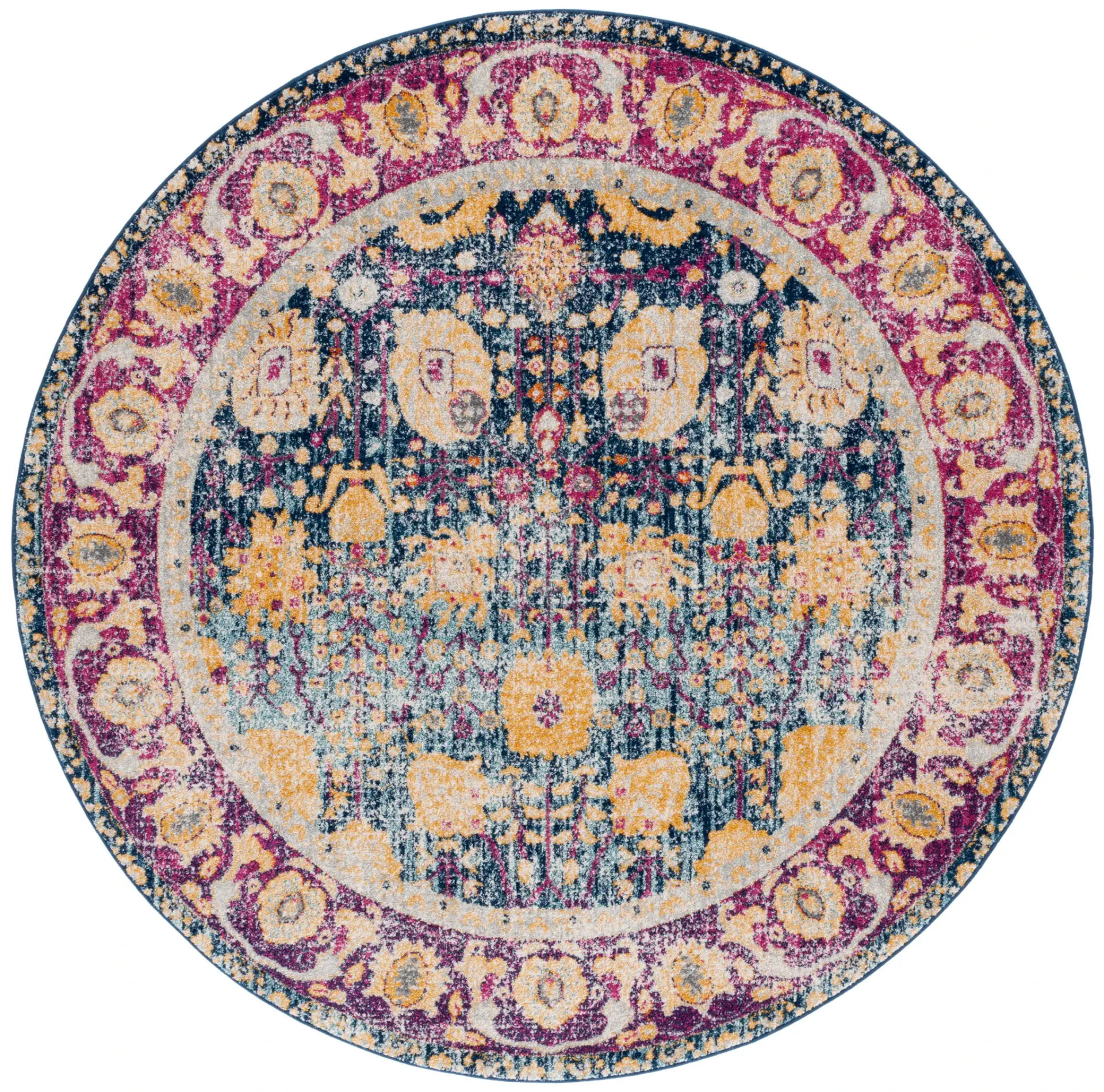 Granada Monaco Distressed Floral Border Rug