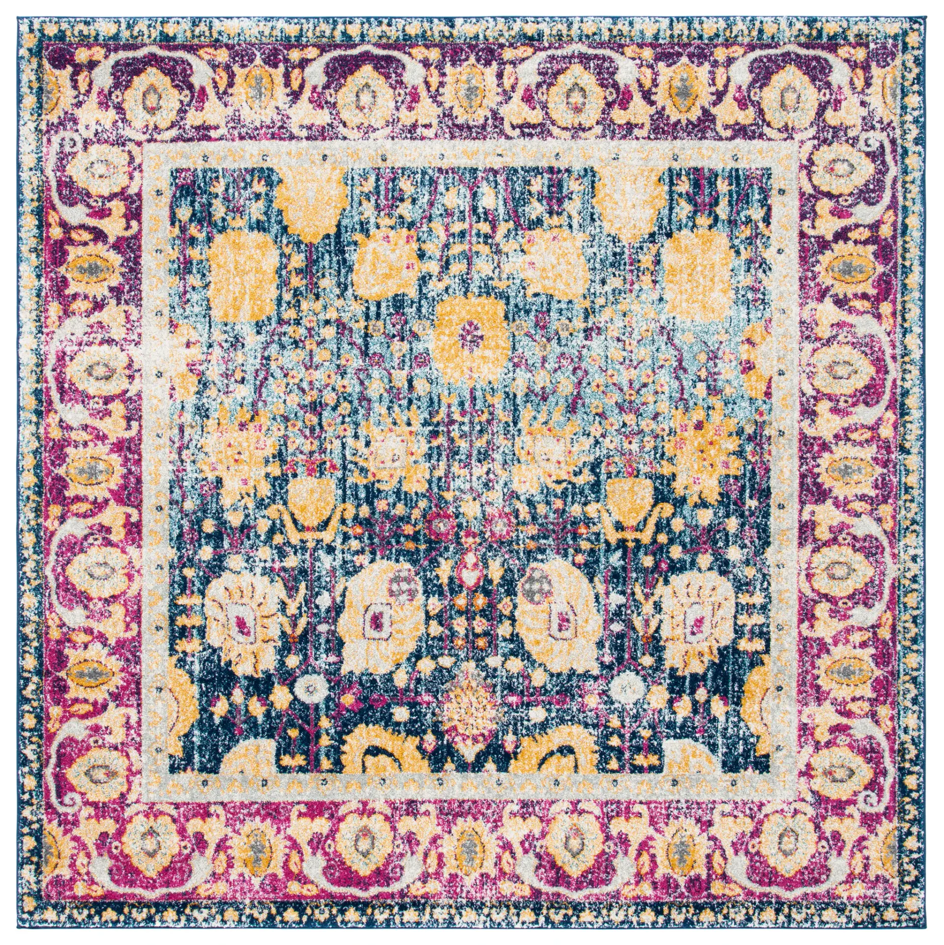 Granada Monaco Distressed Floral Border Rug