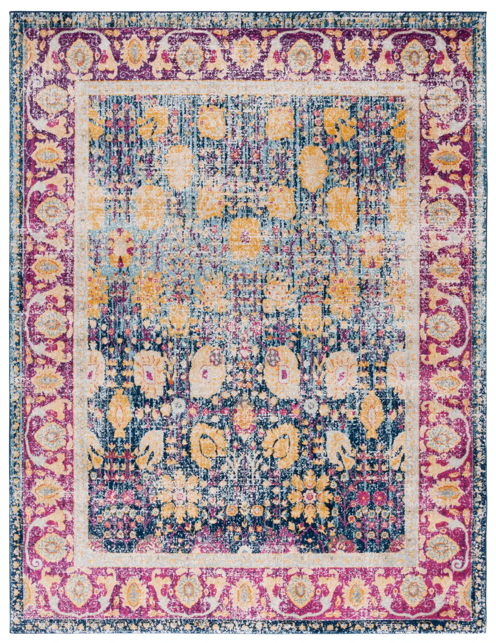 Granada Monaco Distressed Floral Border Rug