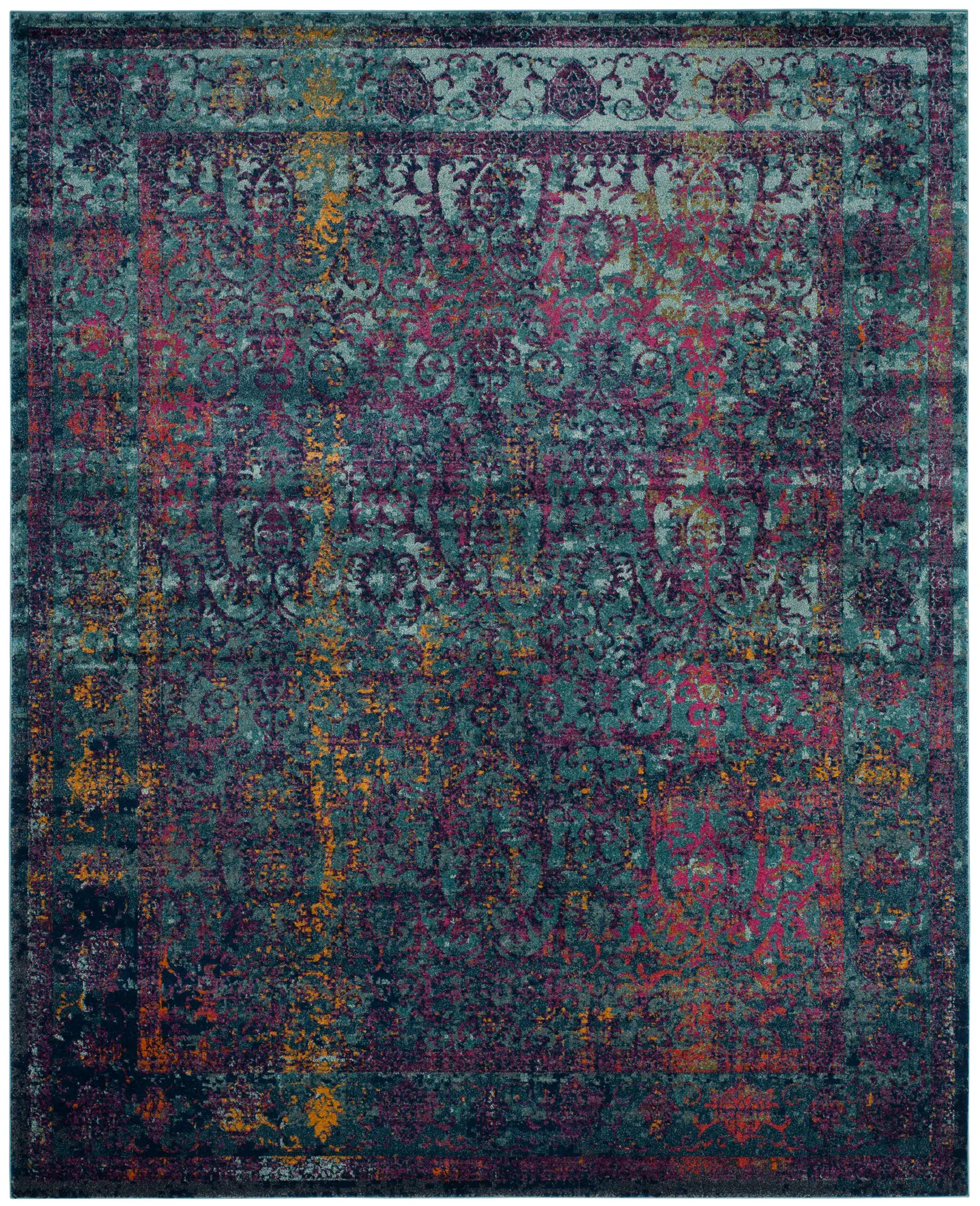 Granada Distressed Floral Border Rug