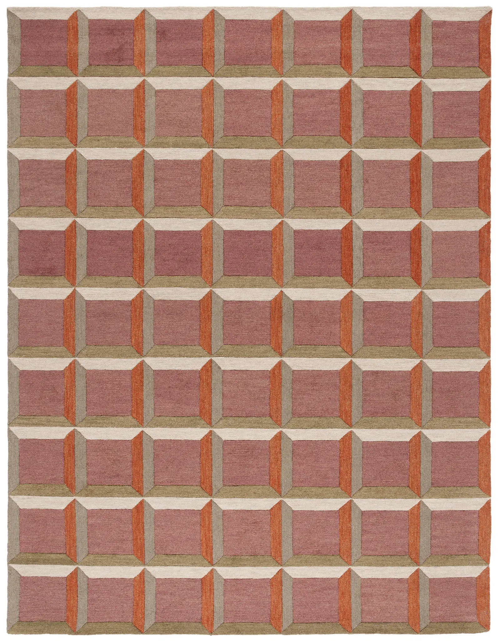 Genre Dimensional Block Hand-Tufted Wool Rug