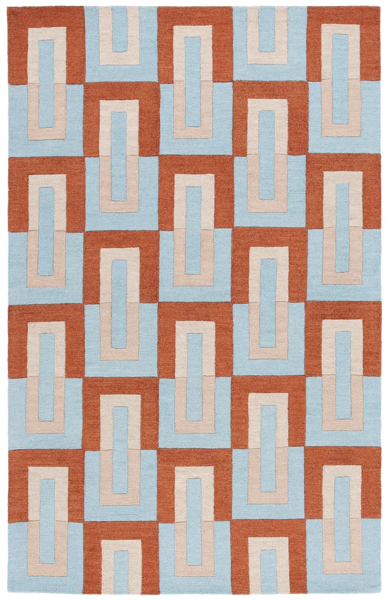Genre Interlocking Rectangles Hand-Tufted Wool Rug