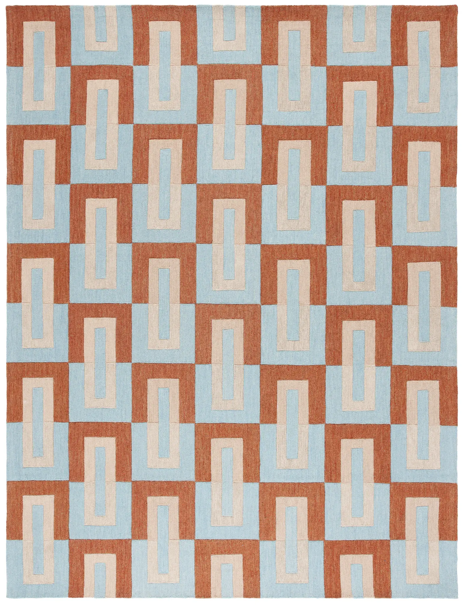 Genre Interlocking Rectangles Hand-Tufted Wool Rug