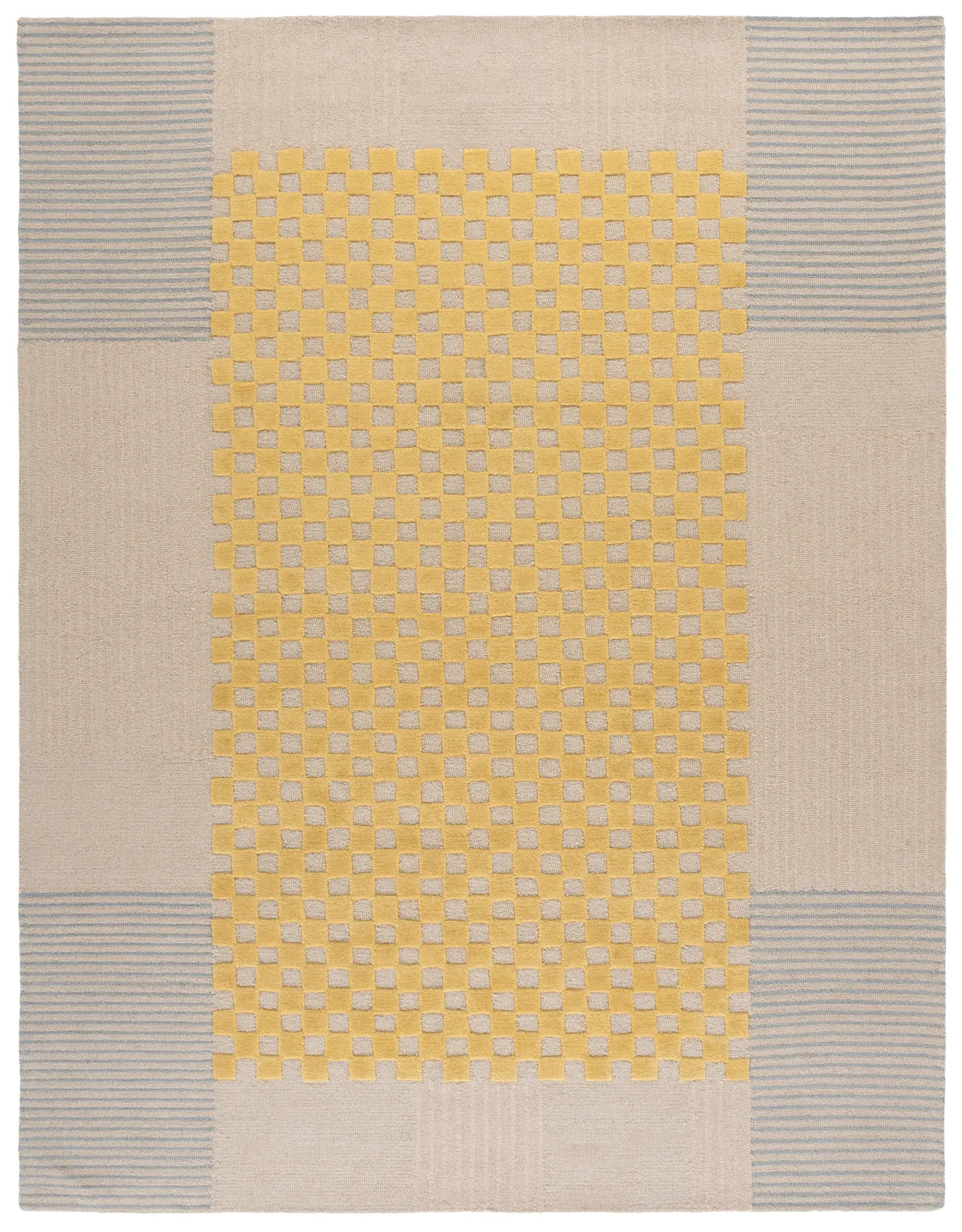 Genre Checkered Patchwork Hand-Tufted Wool Rug