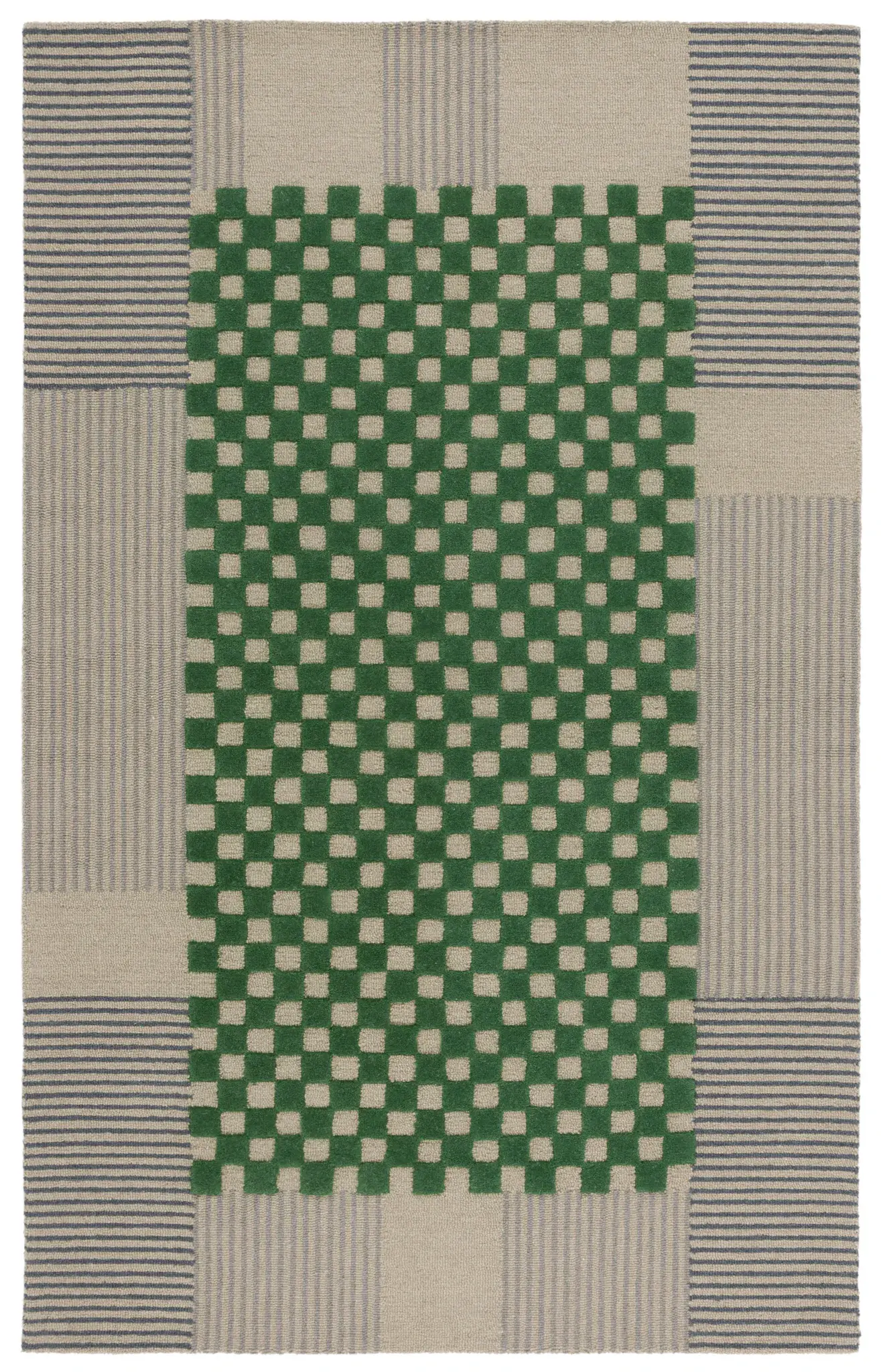 Genre Checkered Patchwork Hand-Tufted Wool Rug