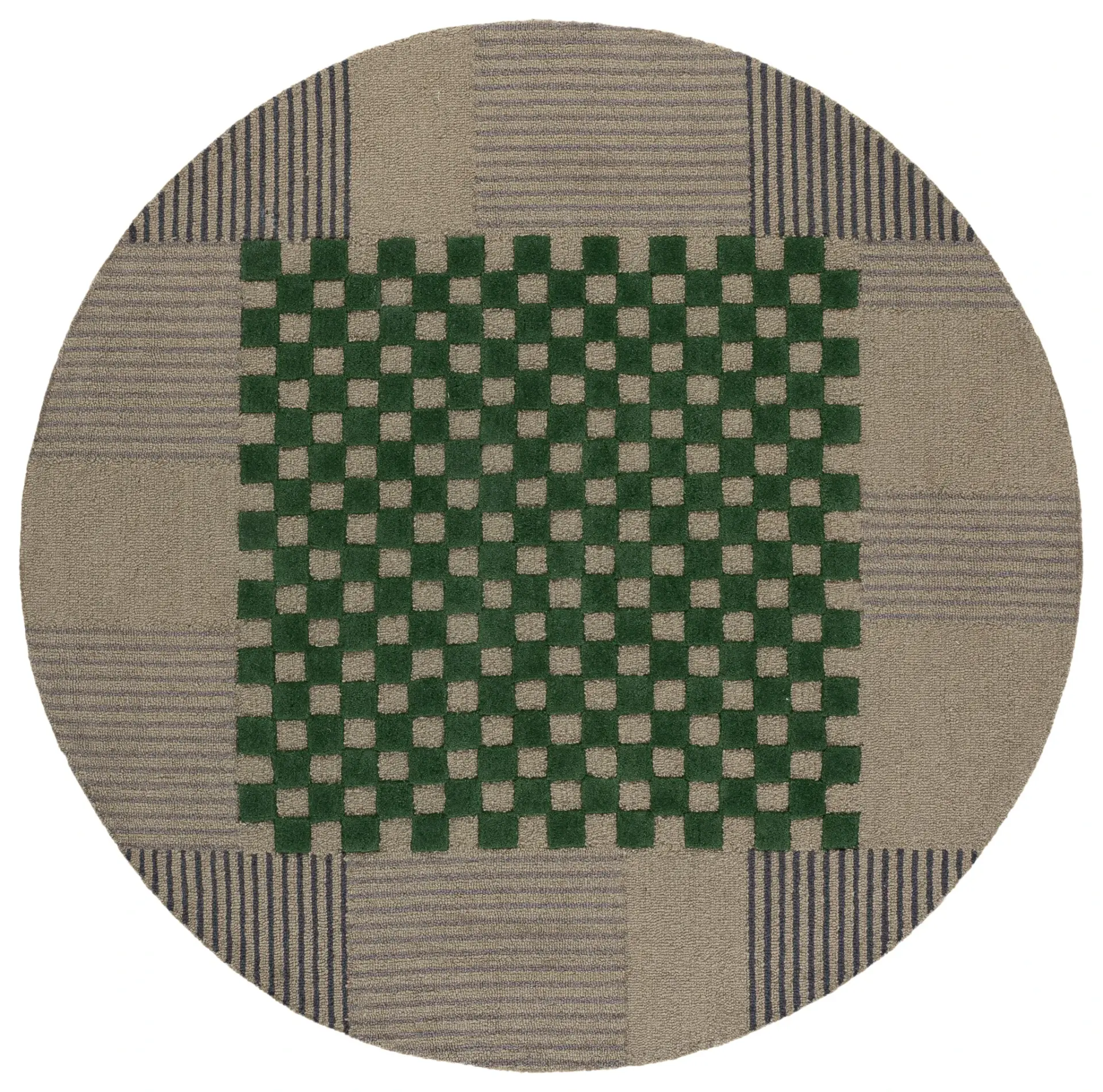 Genre Checkered Patchwork Hand-Tufted Wool Rug