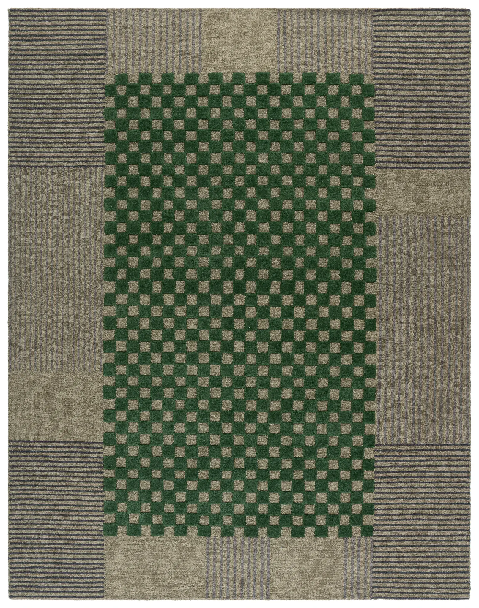Genre Checkered Patchwork Hand-Tufted Wool Rug