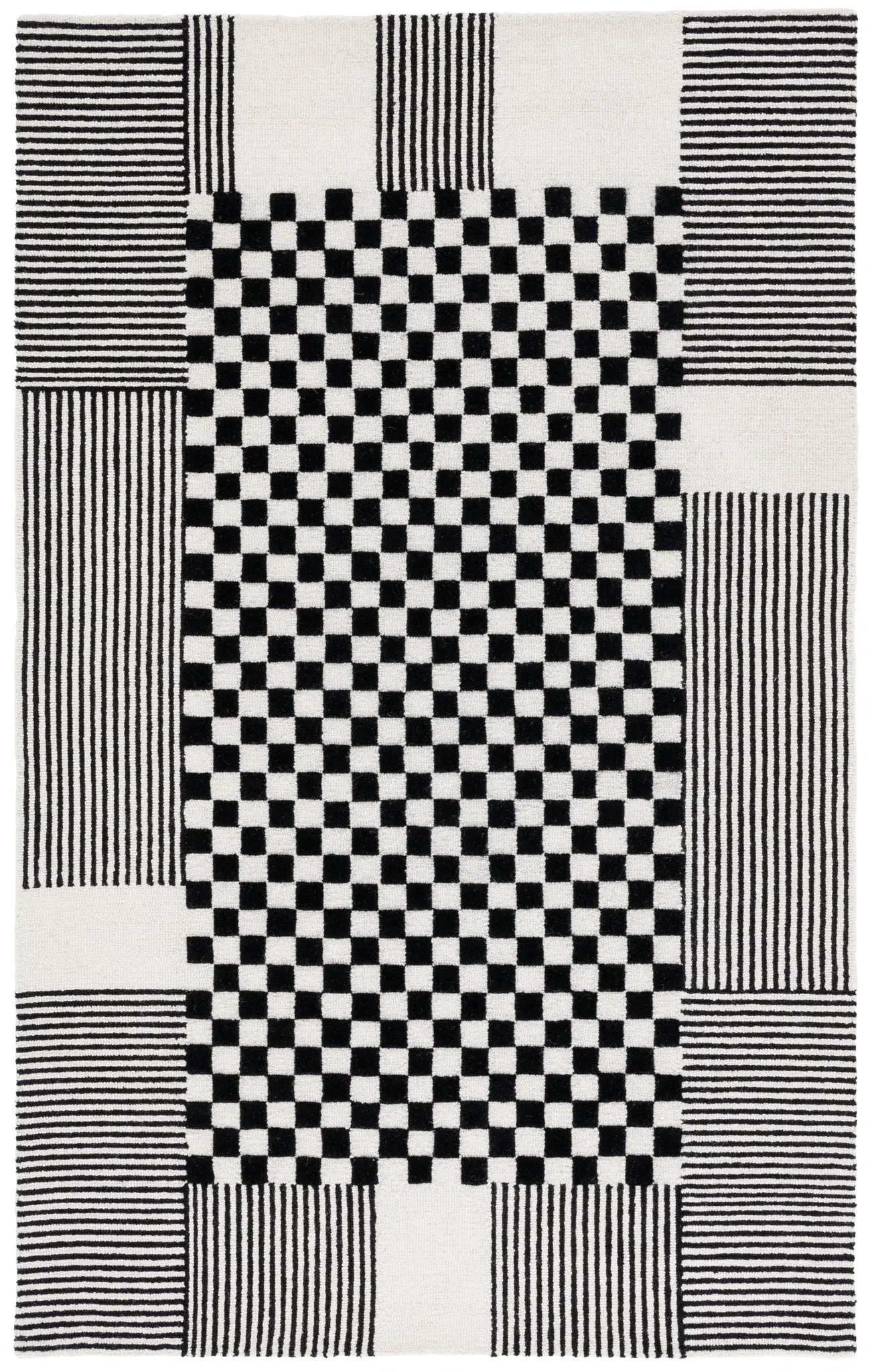 Genre Checkered Patchwork Hand-Tufted Wool Rug