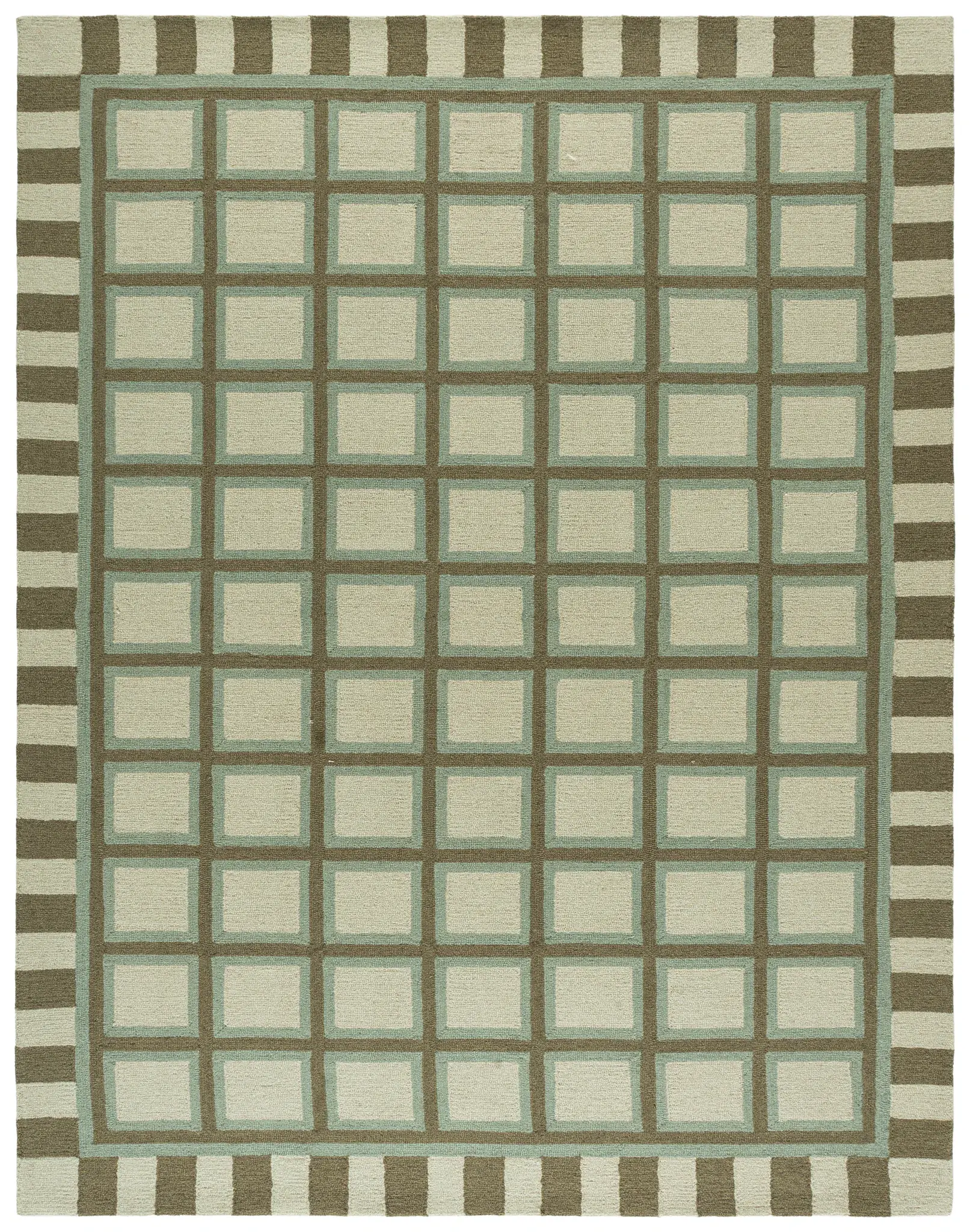 Genre Bordered Grid Hand-Tufted Wool Rug
