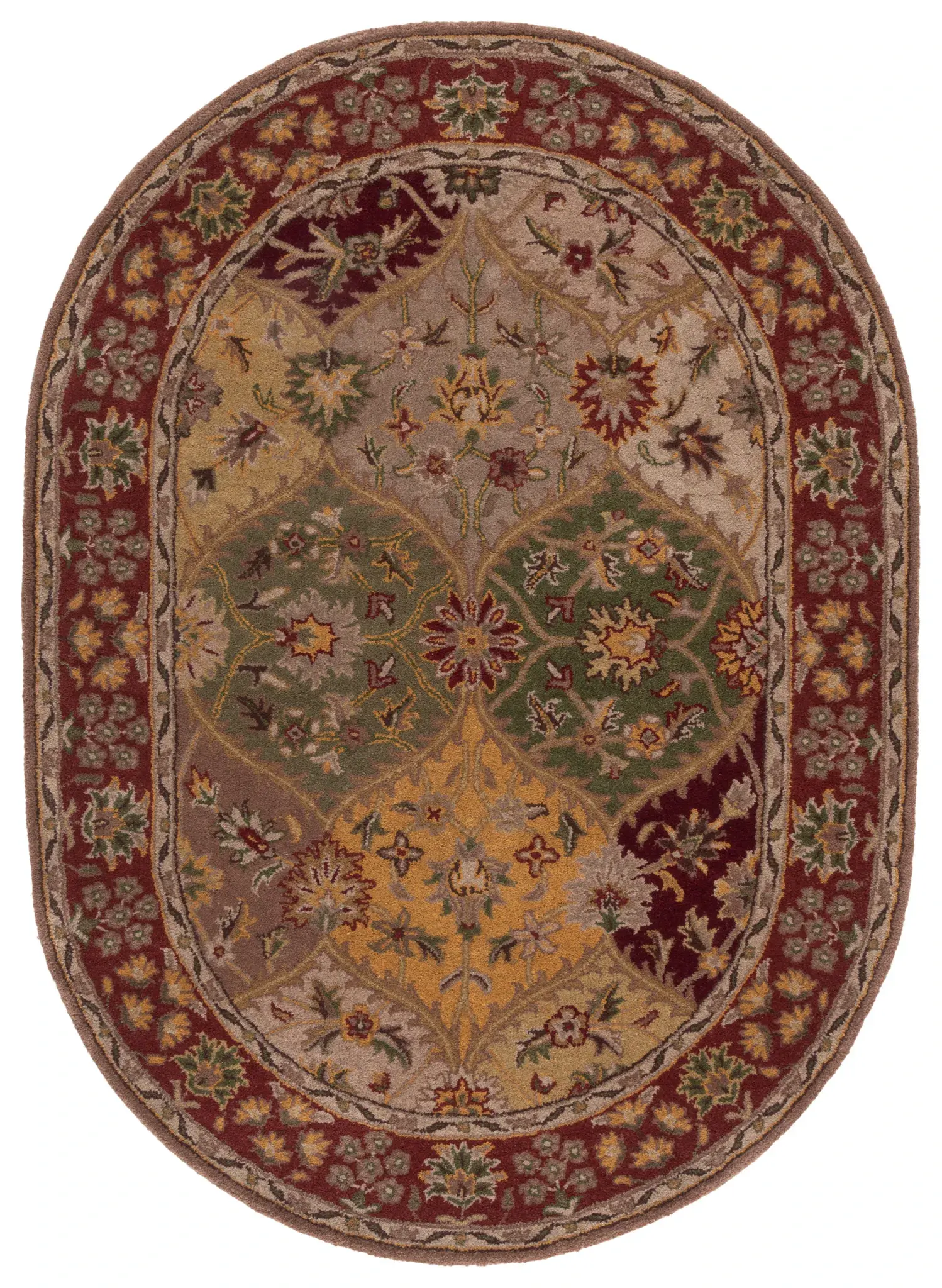 Heritage Floral Diamond Panel Hand-Tufted Wool Rug