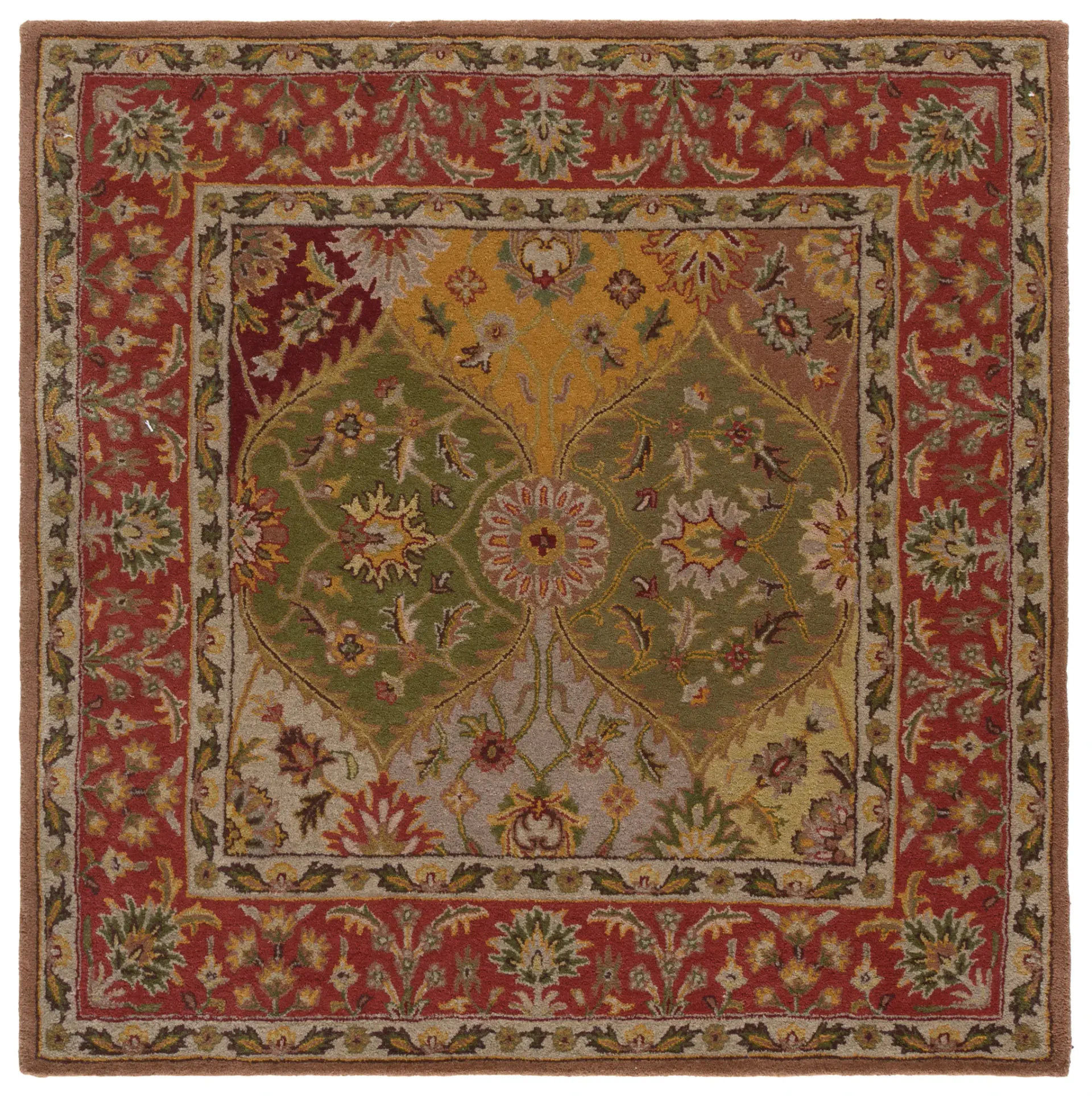 Heritage Floral Diamond Panel Hand-Tufted Wool Rug