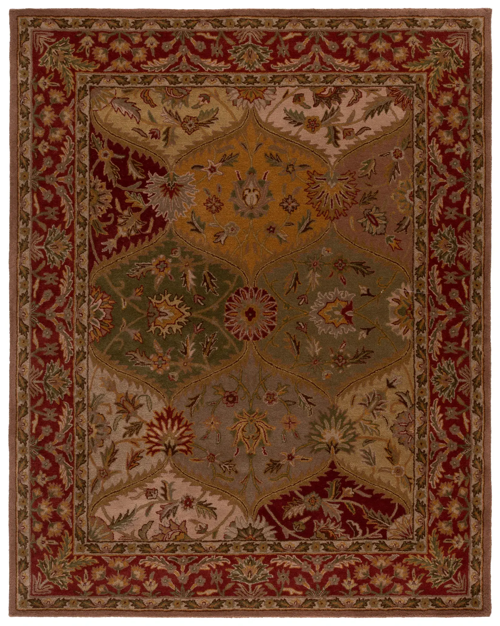 Heritage Floral Diamond Panel Hand-Tufted Wool Rug