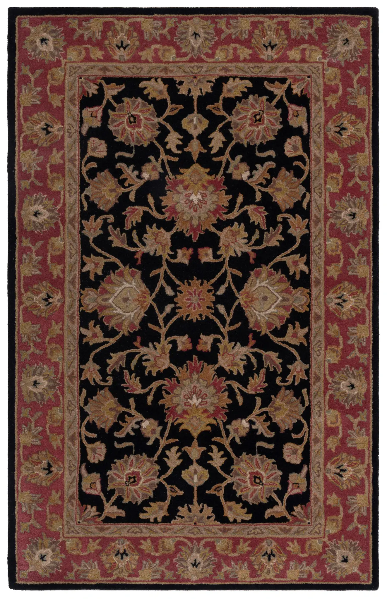 Heritage Oval Floral Border Hand-Tufted Wool Rug