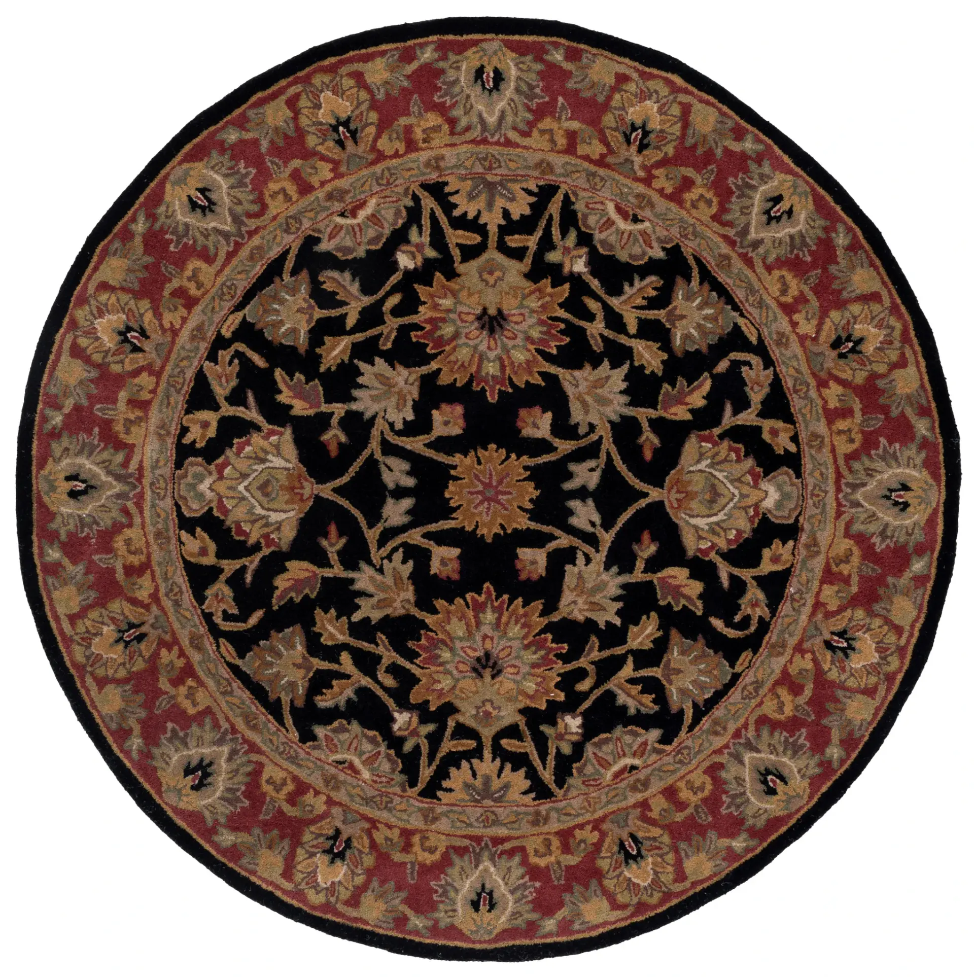 Heritage Oval Floral Border Hand-Tufted Wool Rug