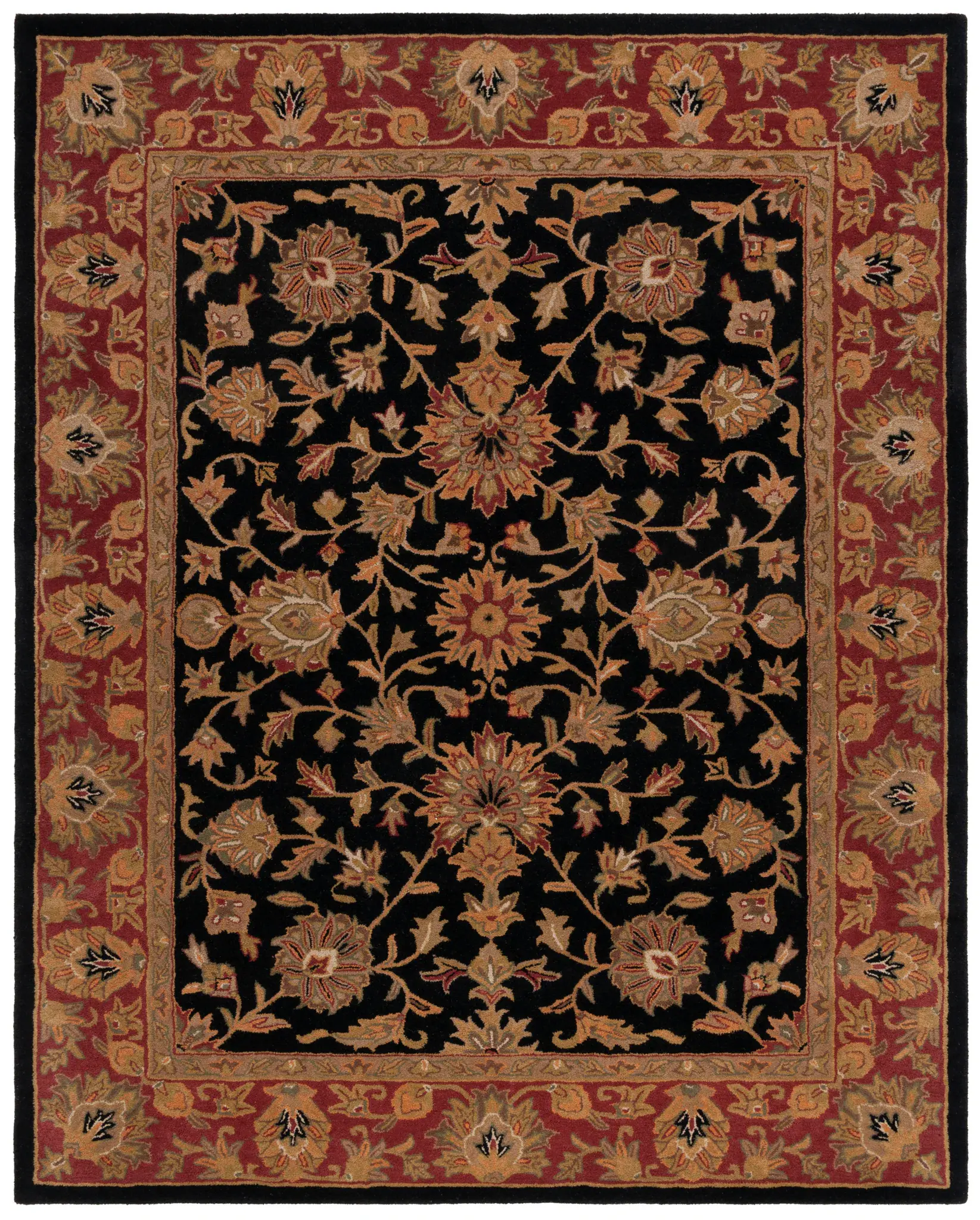 Heritage Oval Floral Border Hand-Tufted Wool Rug