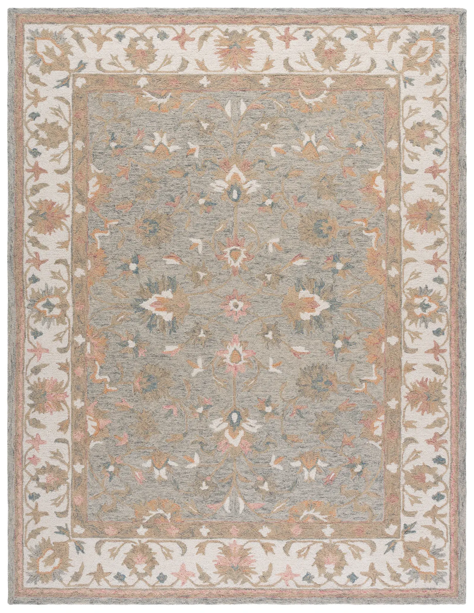 Heritage Bordered Floral Hand-Tufted Wool Rug