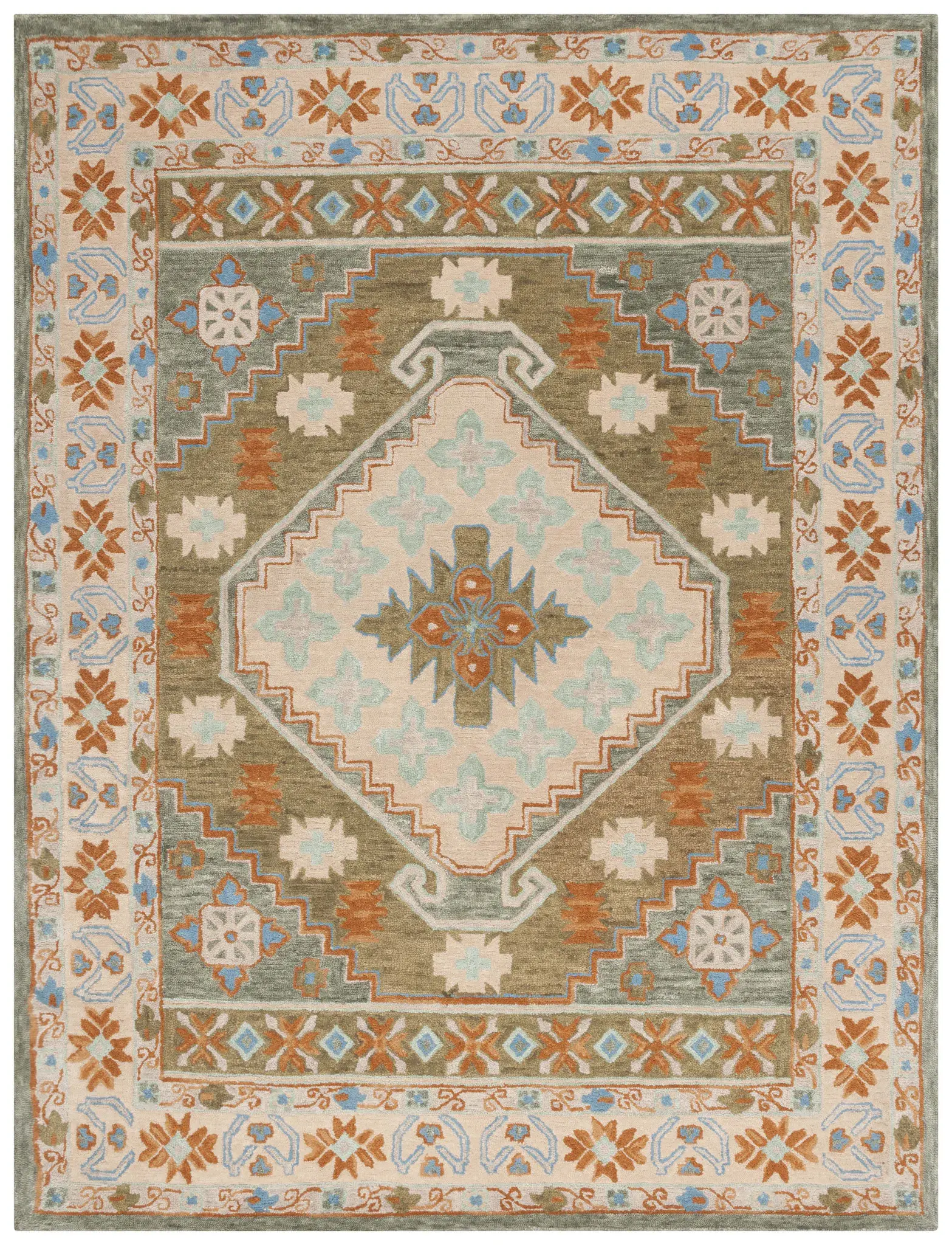 Heritage Southwestern Diamond Medallion Hand-Tufted Wool Rug