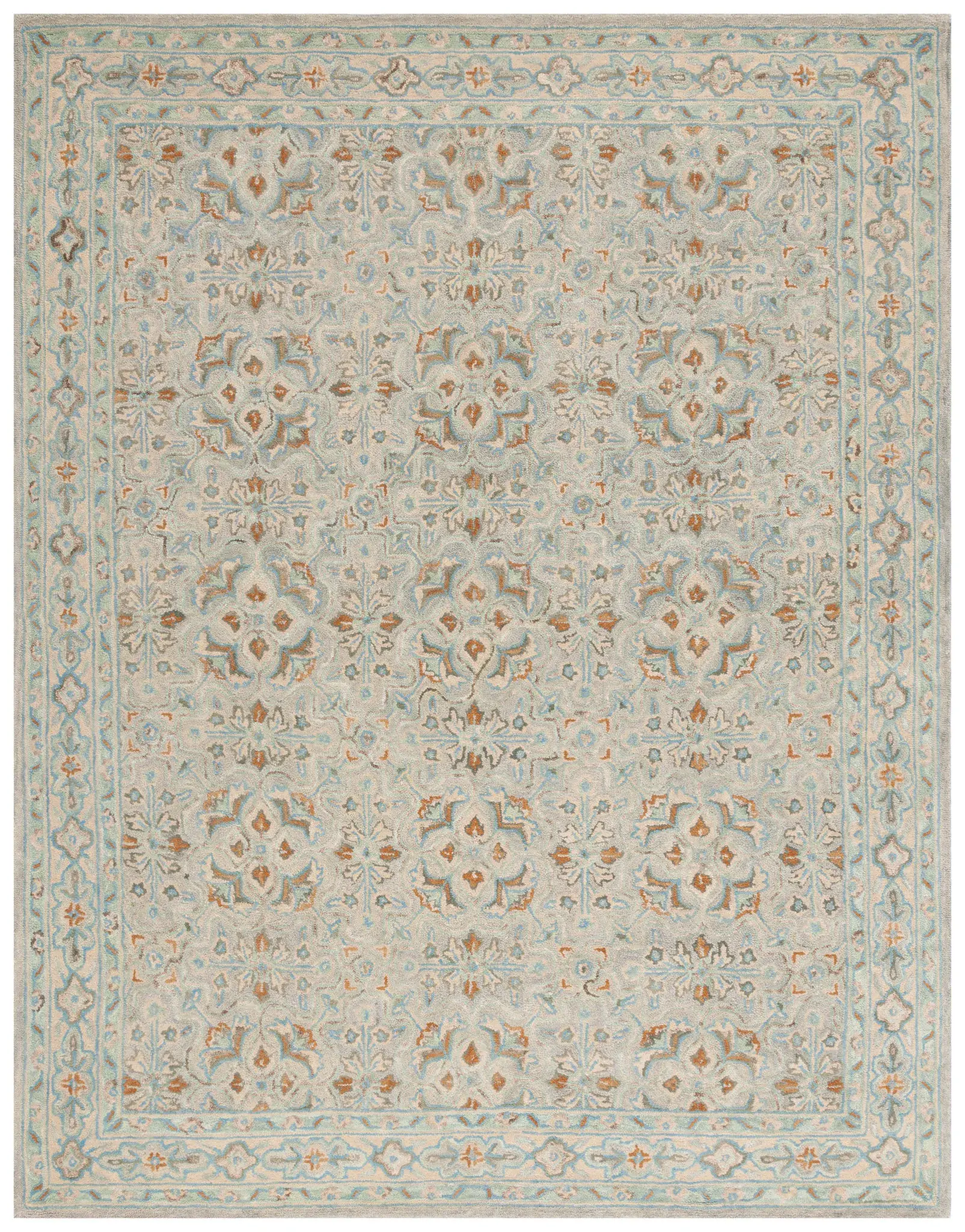 Heritage Floral Lattice Border Hand-Tufted Wool Rug