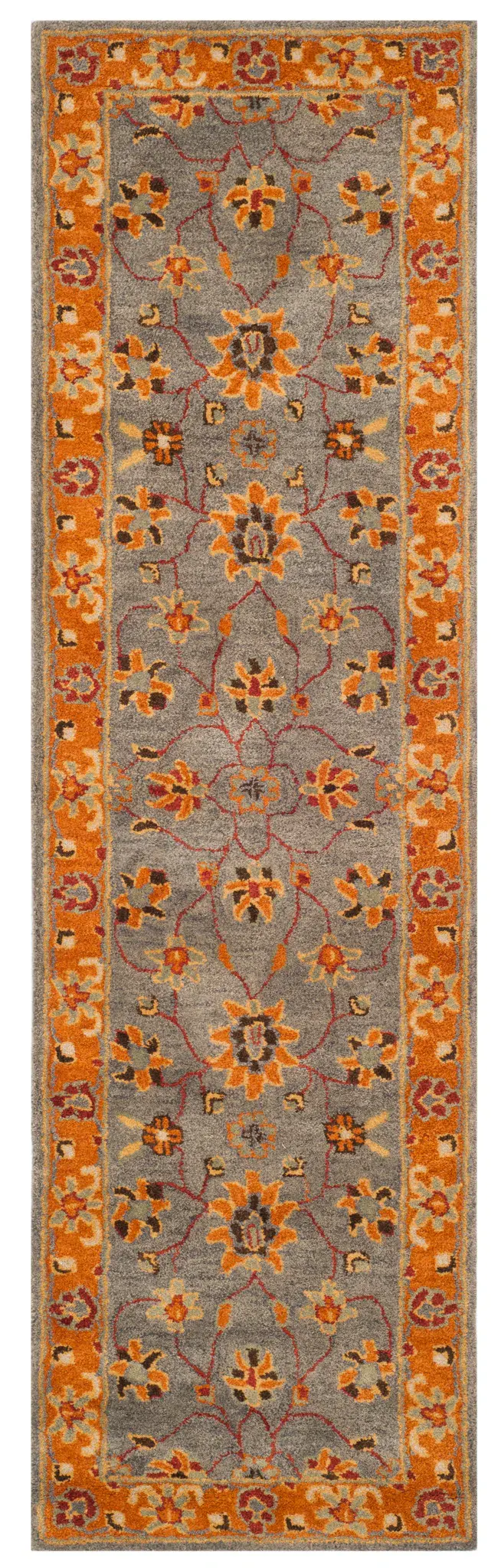 Heritage Flame Palmette Bordered Hand-Tufted Wool Rug