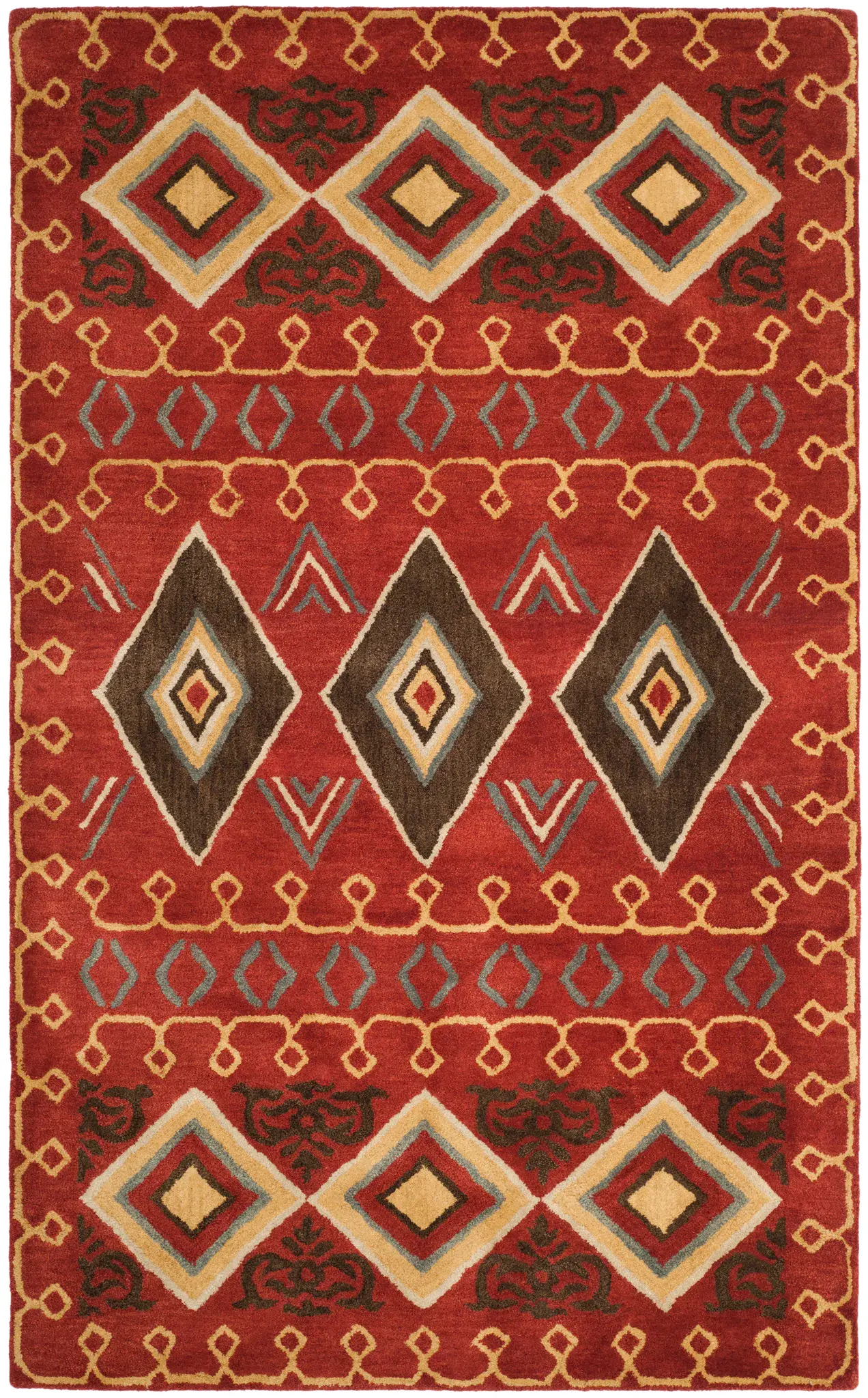 Heritage Banded Diamond Hand-Tufted Wool Rug