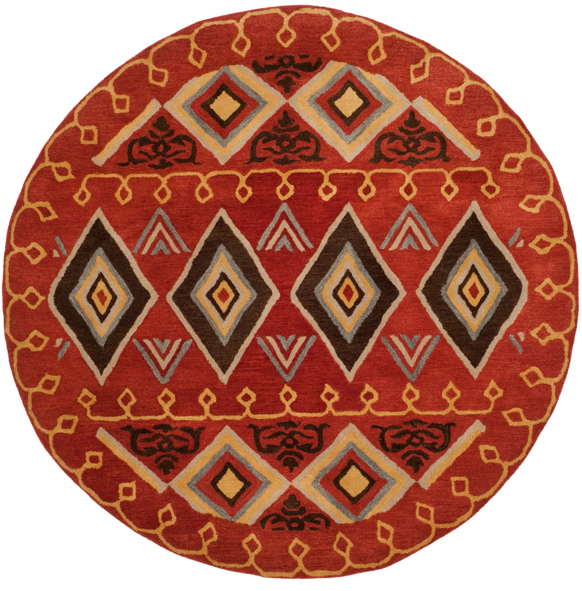 Heritage Banded Diamond Hand-Tufted Wool Rug