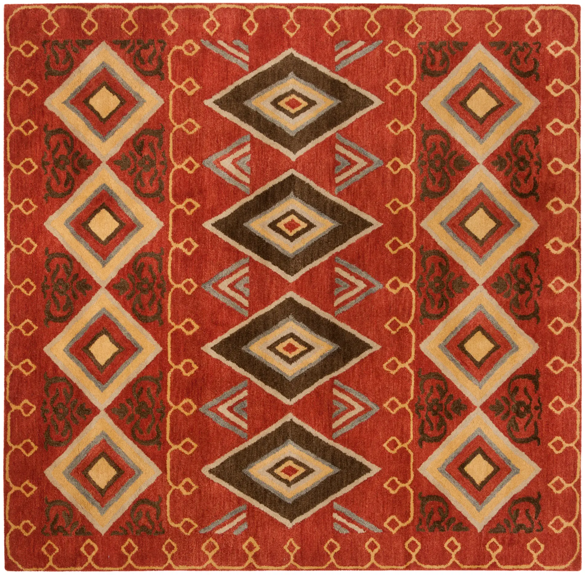 Heritage Banded Diamond Hand-Tufted Wool Rug