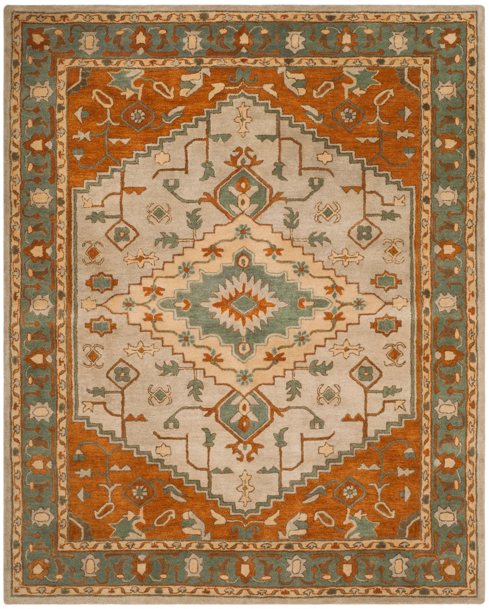 Heritage Tribal Diamond Medallion Hand-Tufted Wool Rug