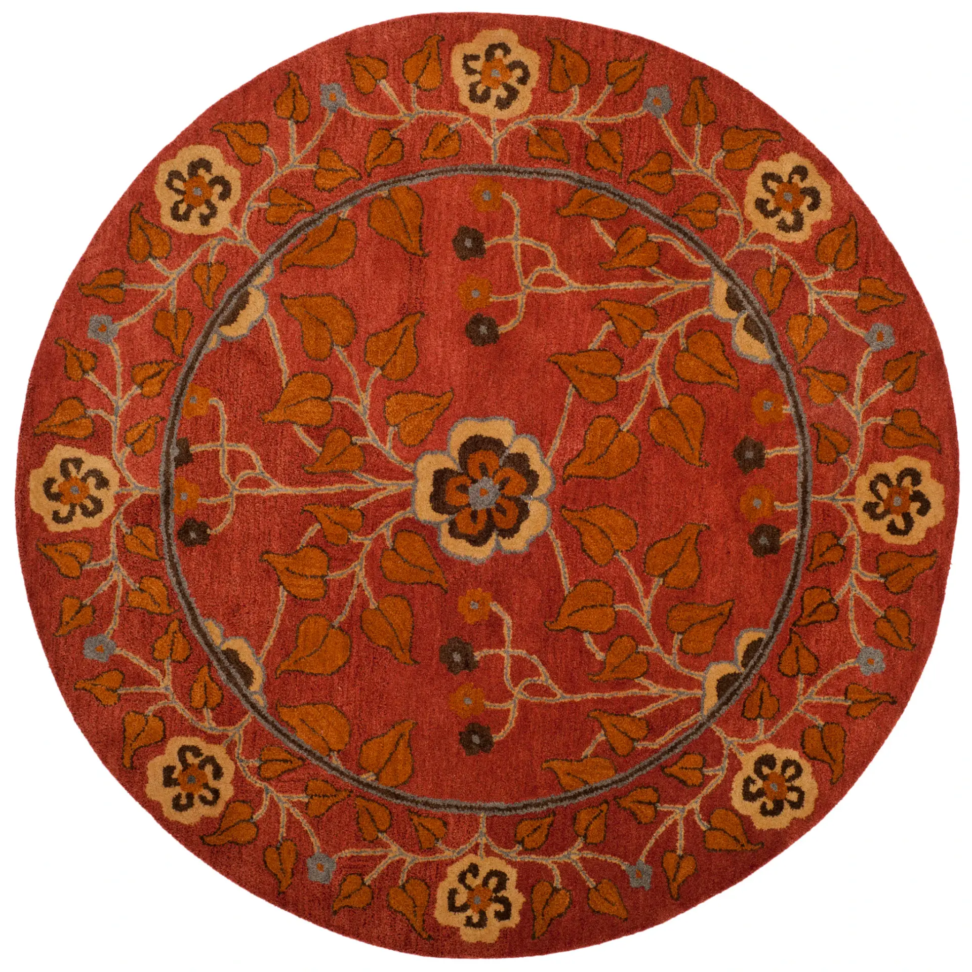 Heritage Folk Floral Border Hand-Tufted Wool Rug