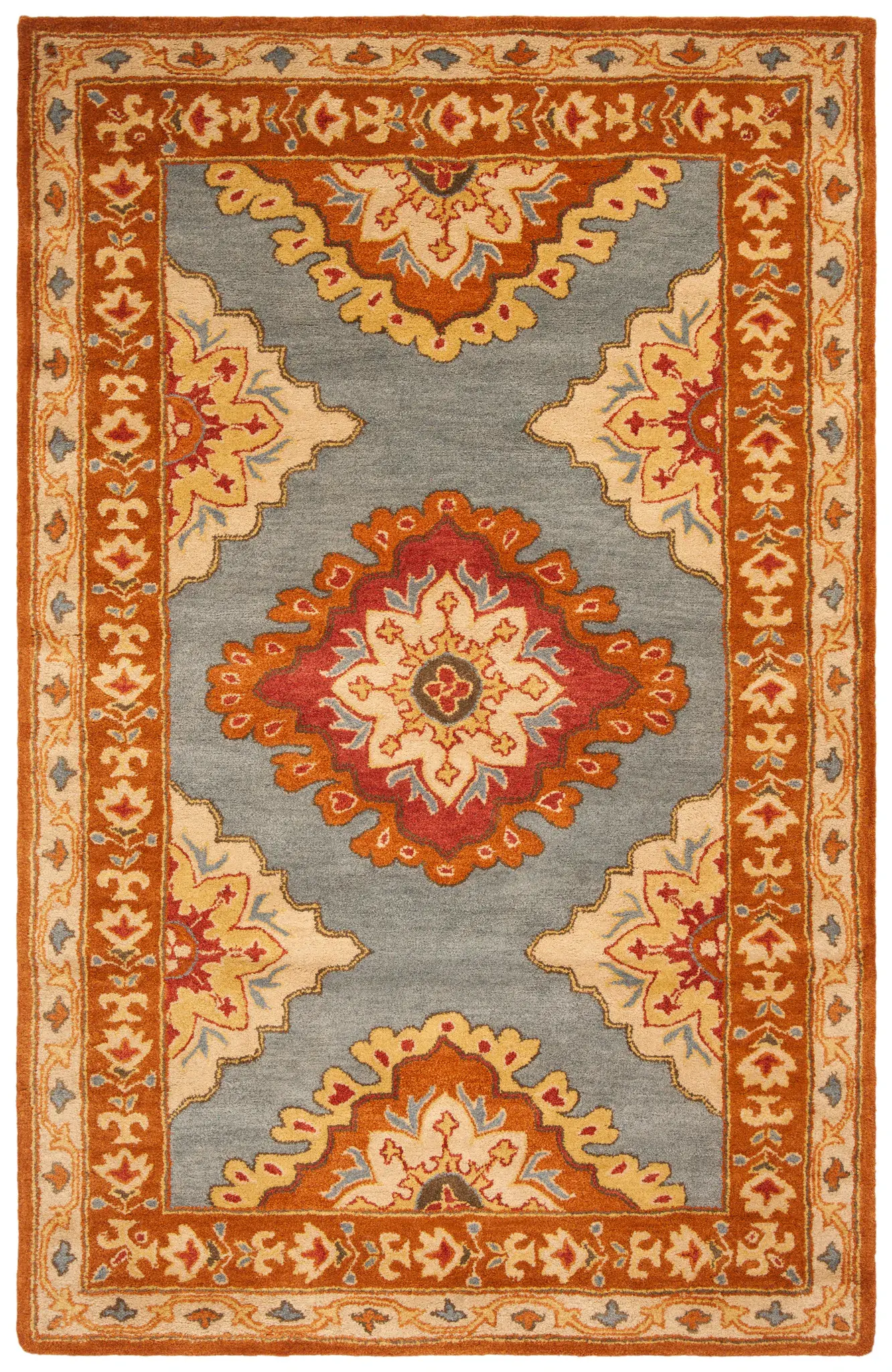 Heritage Medallion Border Hand-Tufted Wool Rug