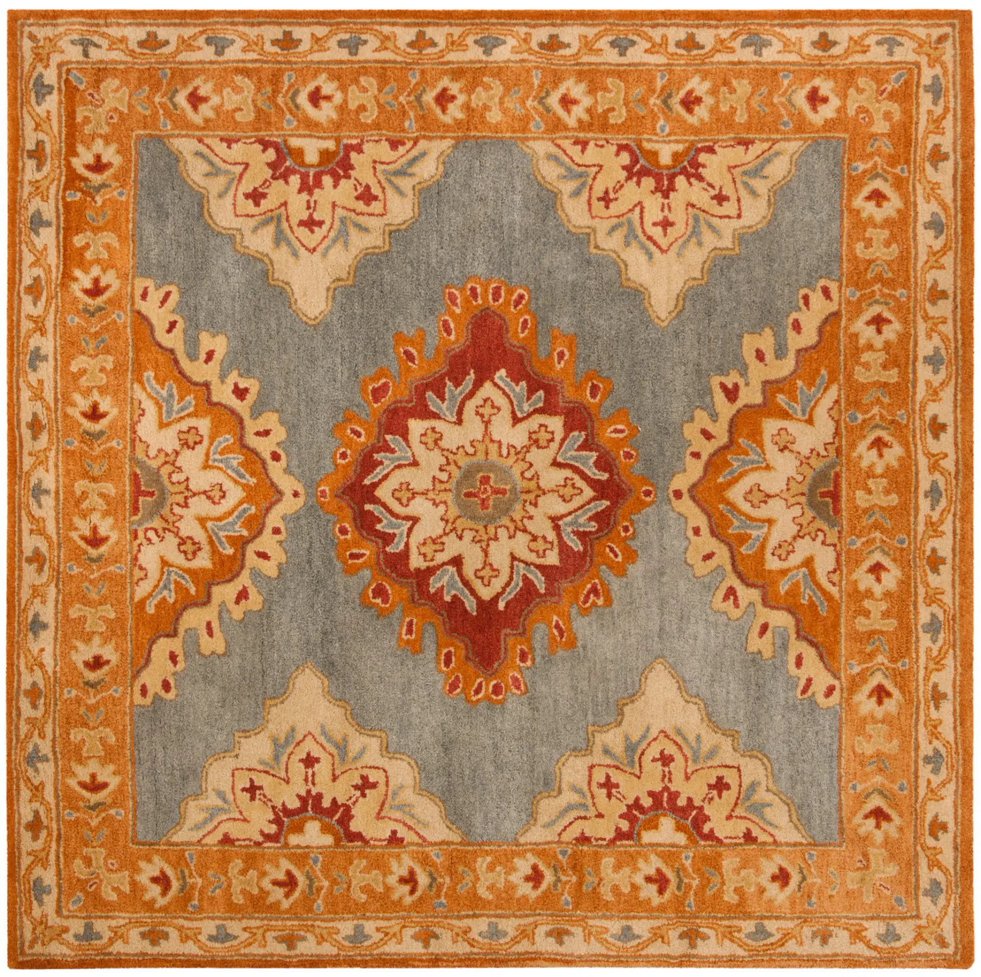 Heritage Medallion Border Hand-Tufted Wool Rug