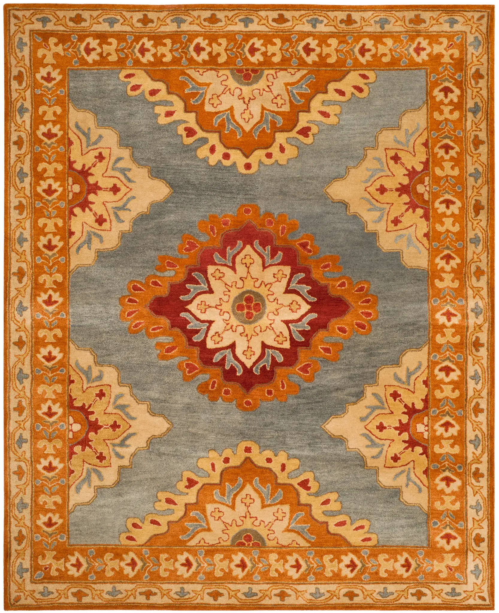 Heritage Medallion Border Hand-Tufted Wool Rug