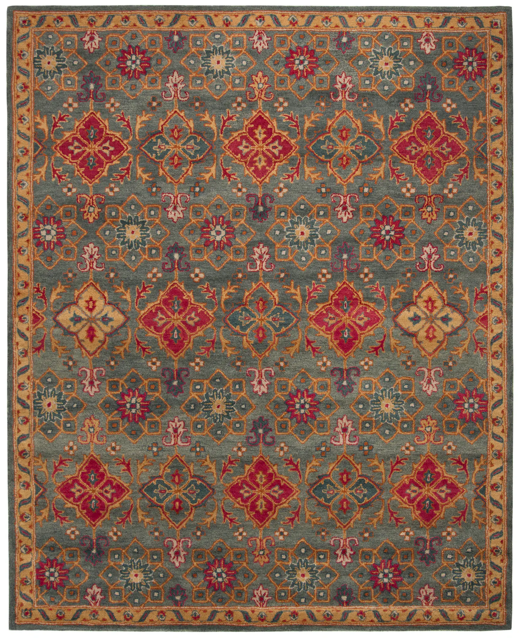 Heritage Diamond Rosette Hand-Tufted Wool Rug