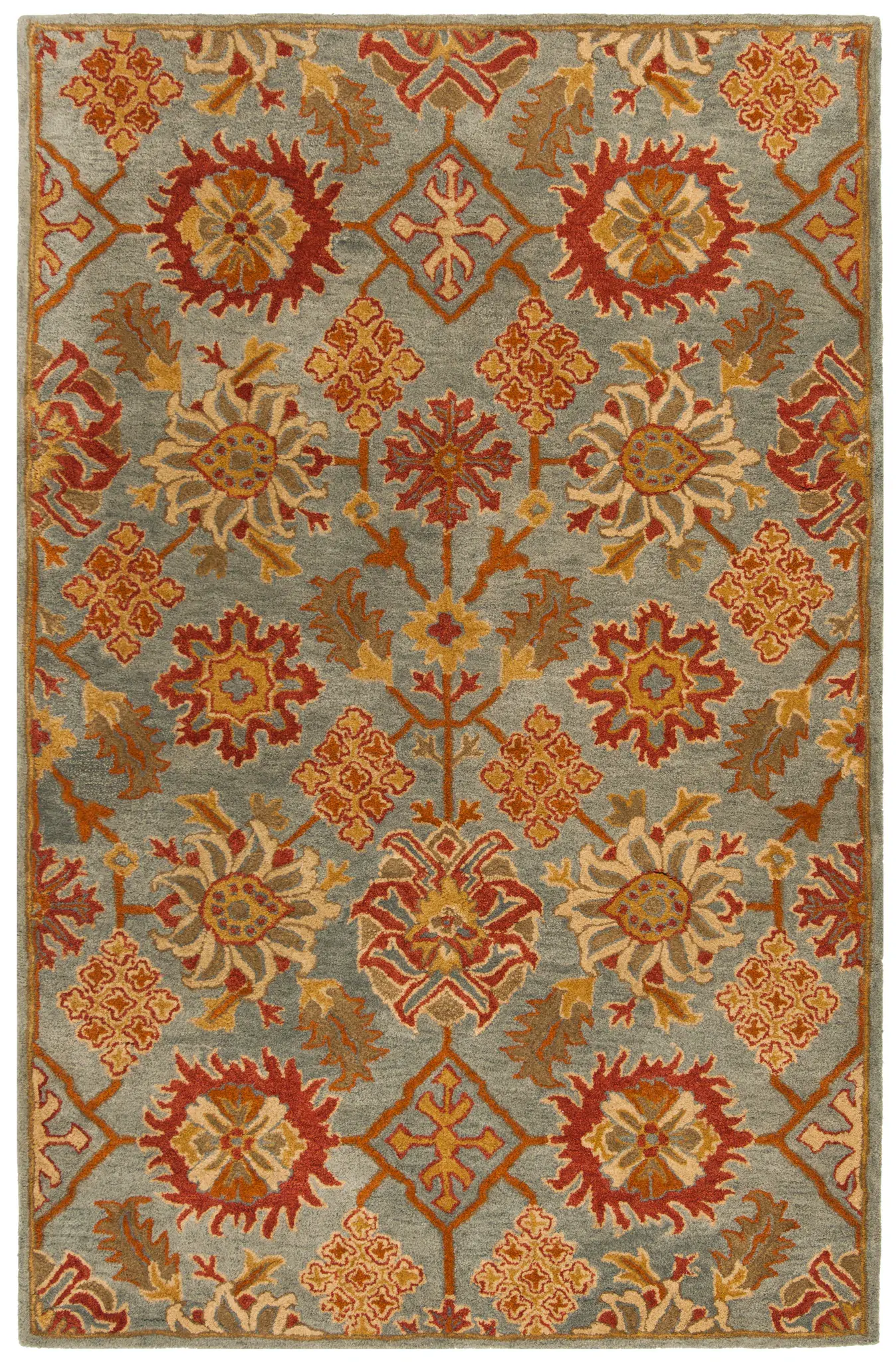 Heritage Palmette Cross Trellis Hand-Tufted Wool Rug