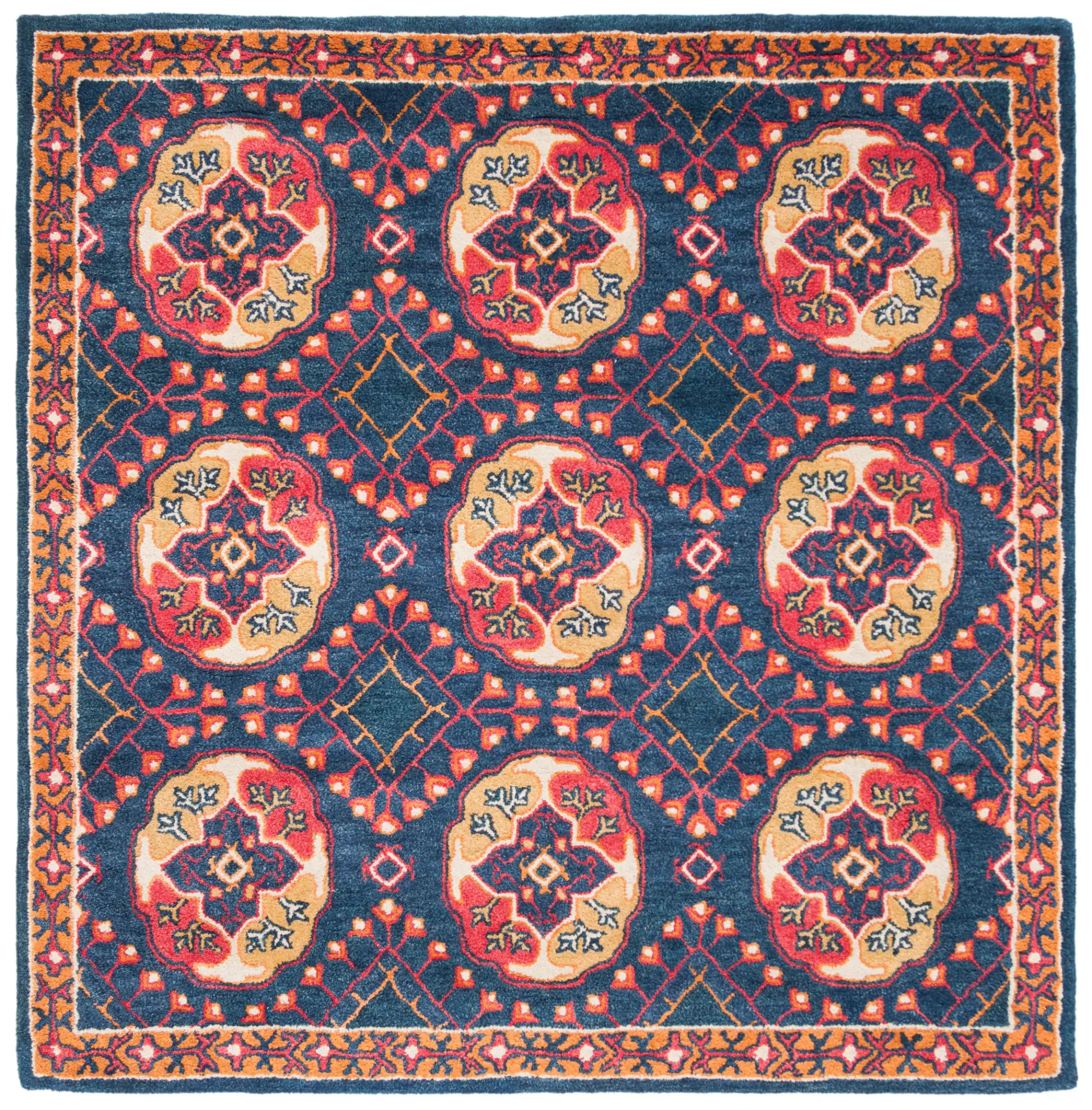 Heritage Medallion Grid Hand-Tufted Wool Rug