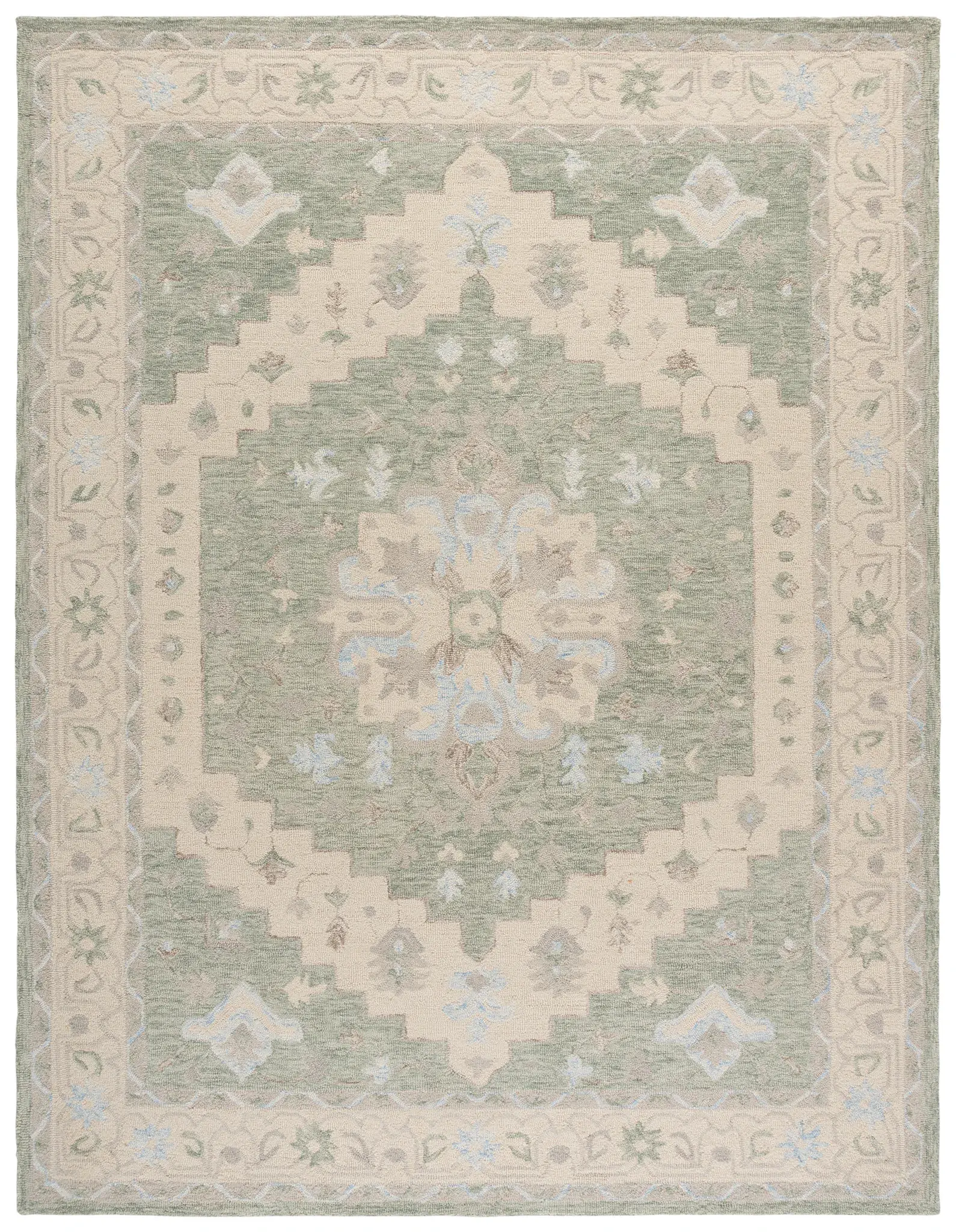 Heritage Stepped Diamond Medallion Hand-Tufted Wool Rug