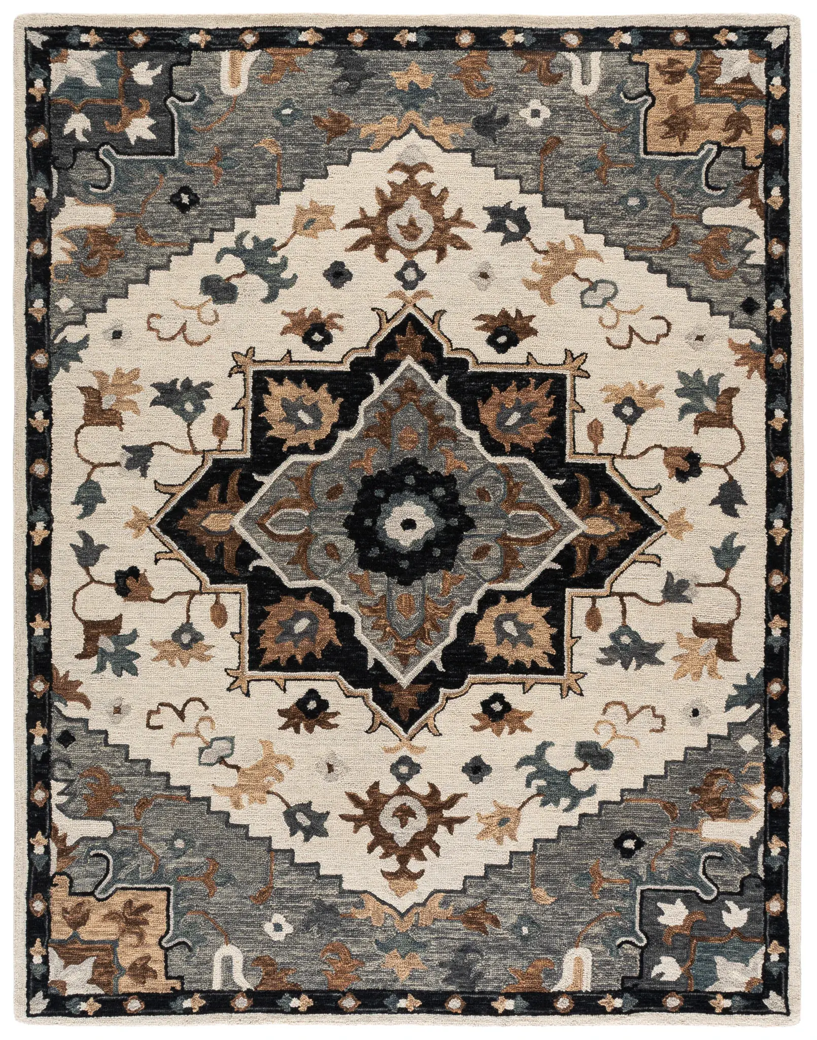 Heritage Diamond Star Medallion Hand-Tufted Wool Rug