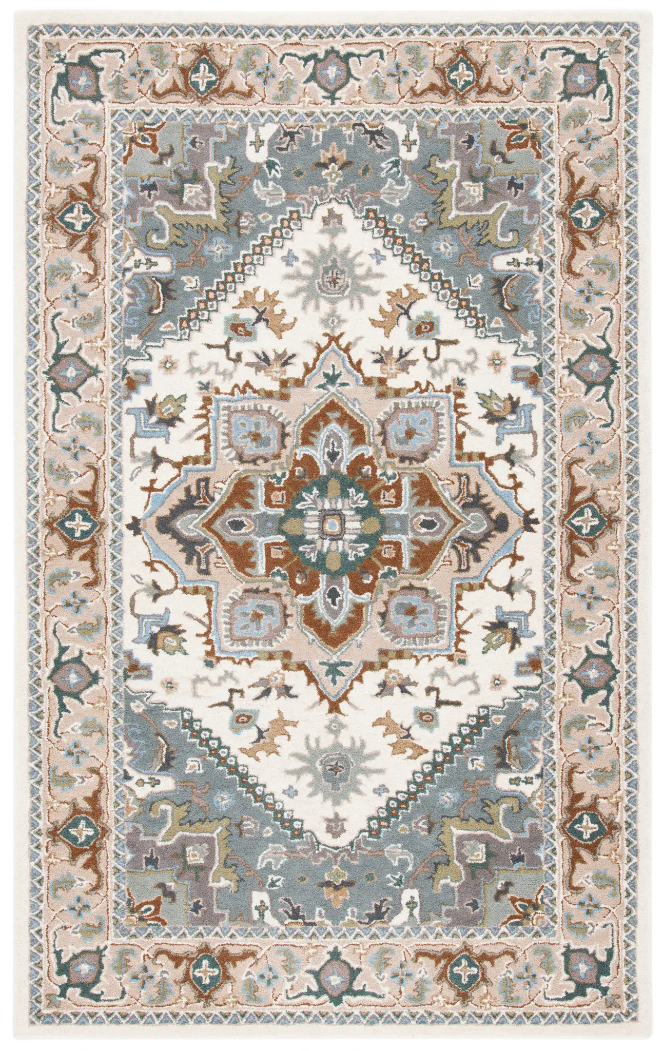 Heritage Medallion Bordered Hand-Tufted Wool Rug