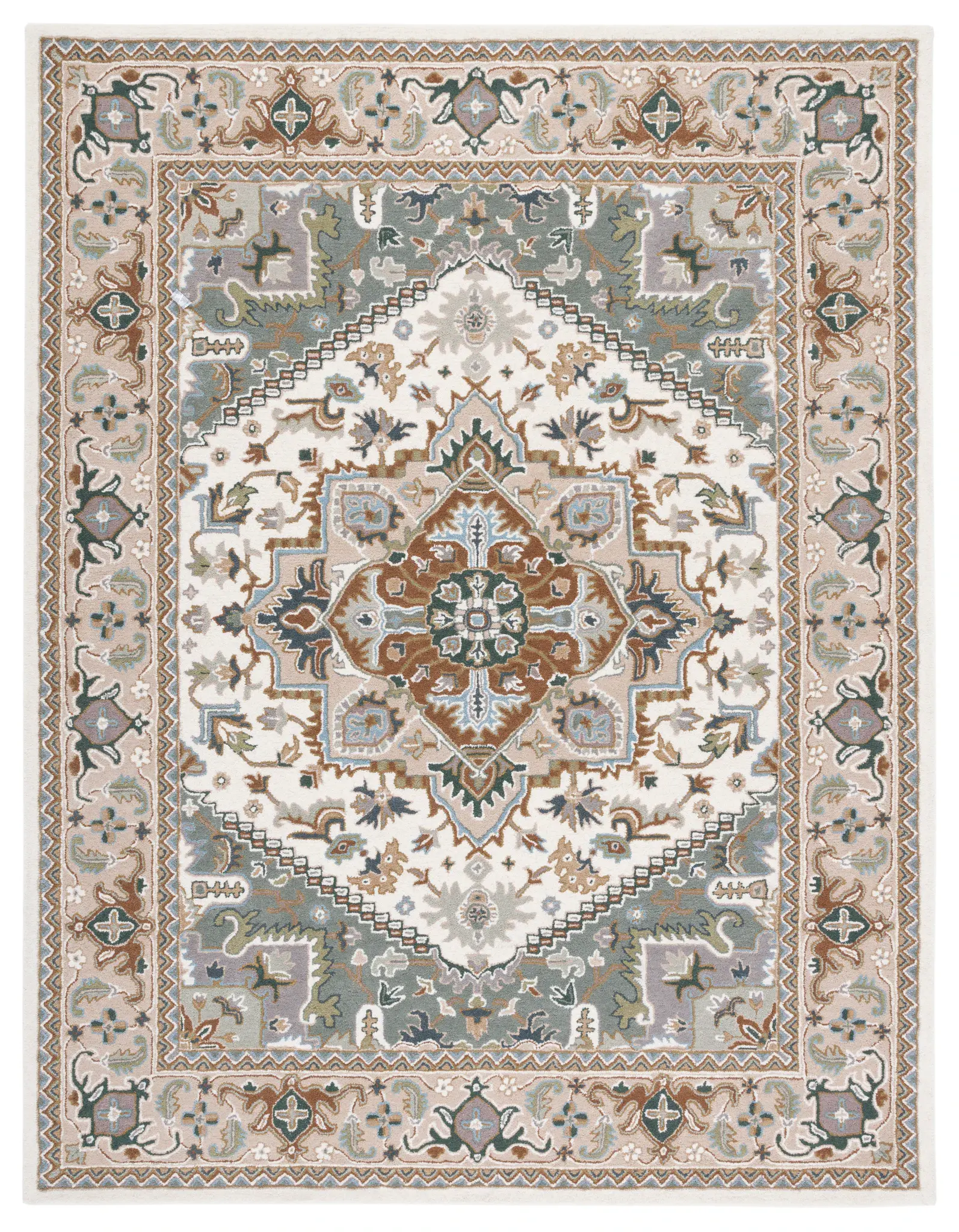 Heritage Medallion Bordered Hand-Tufted Wool Rug