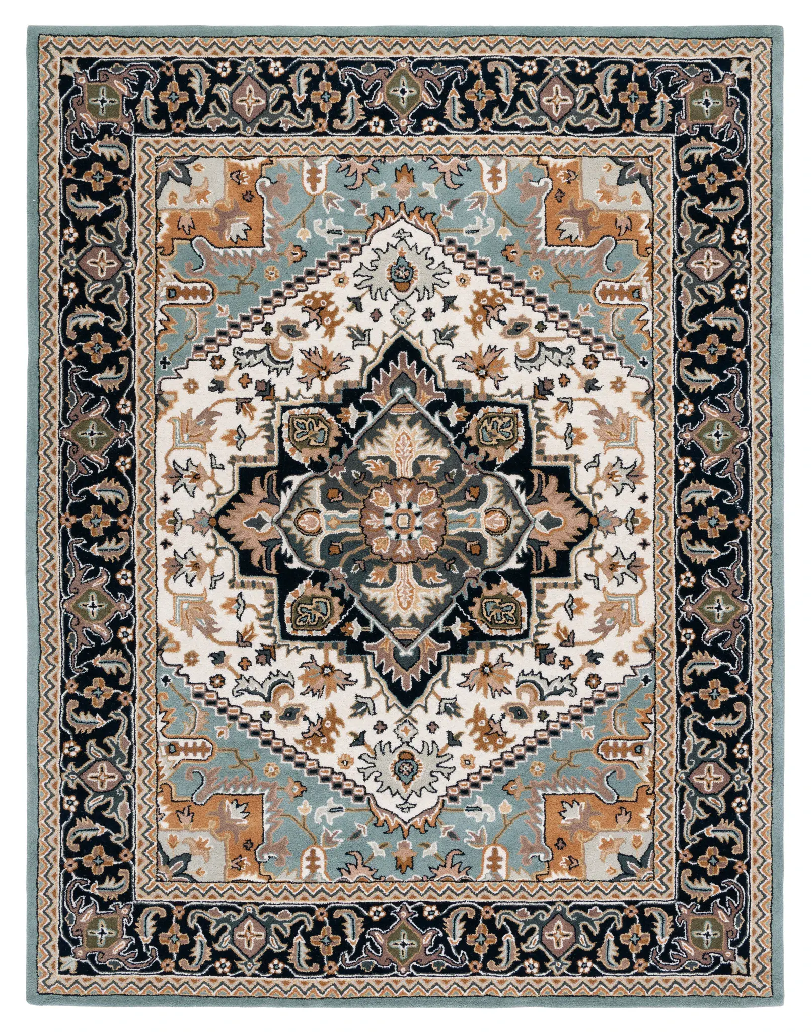 Heritage Medallion Bordered Hand-Tufted Wool Rug