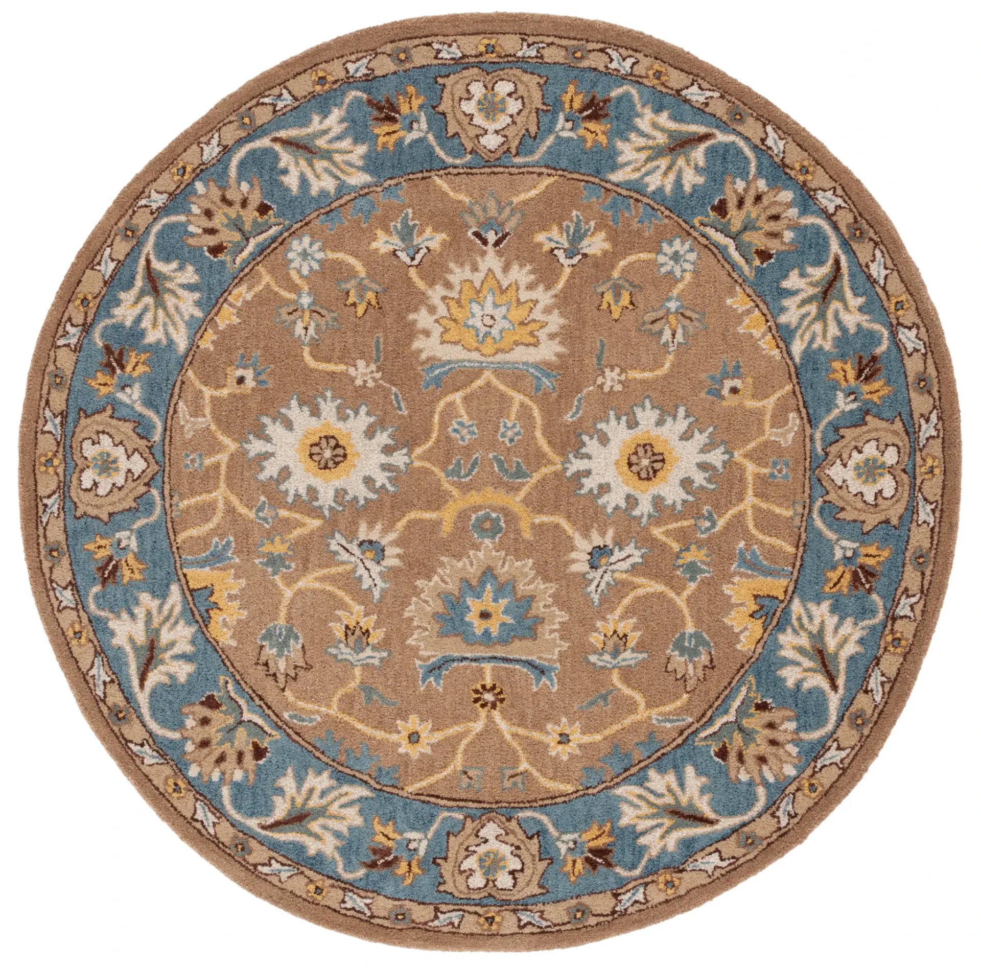 Heritage Palmette Vine Bordered Hand-Tufted Wool Rug